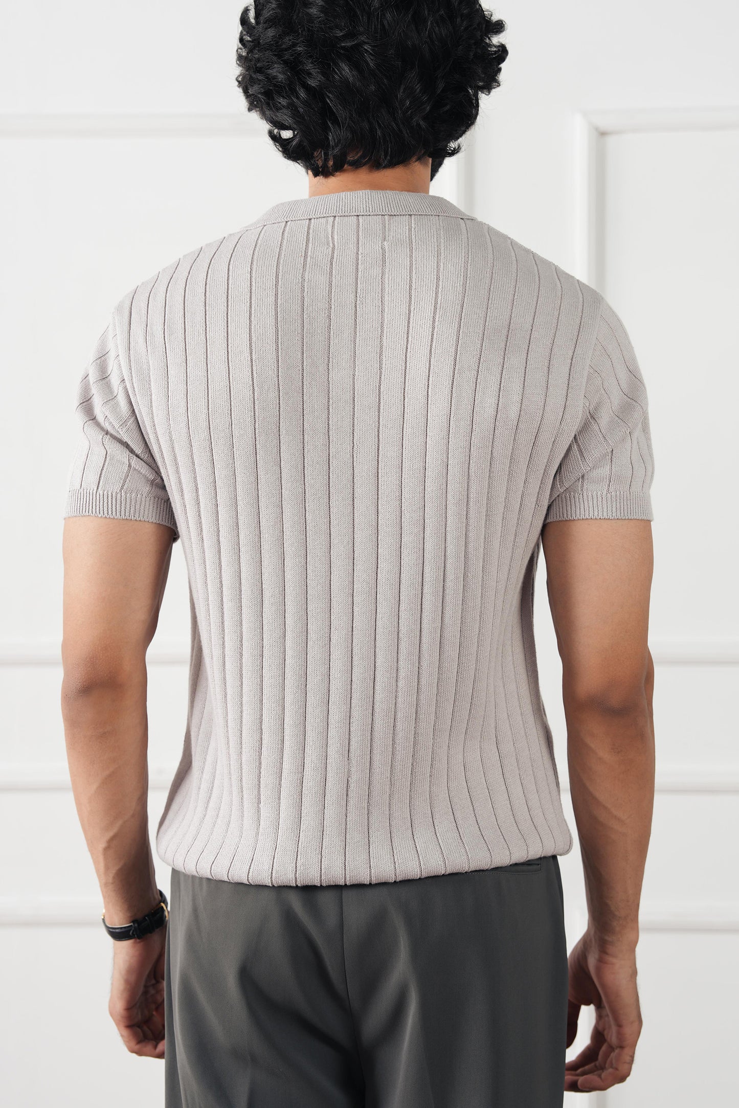 Rib Knit Polo Sweater (MKP-10)