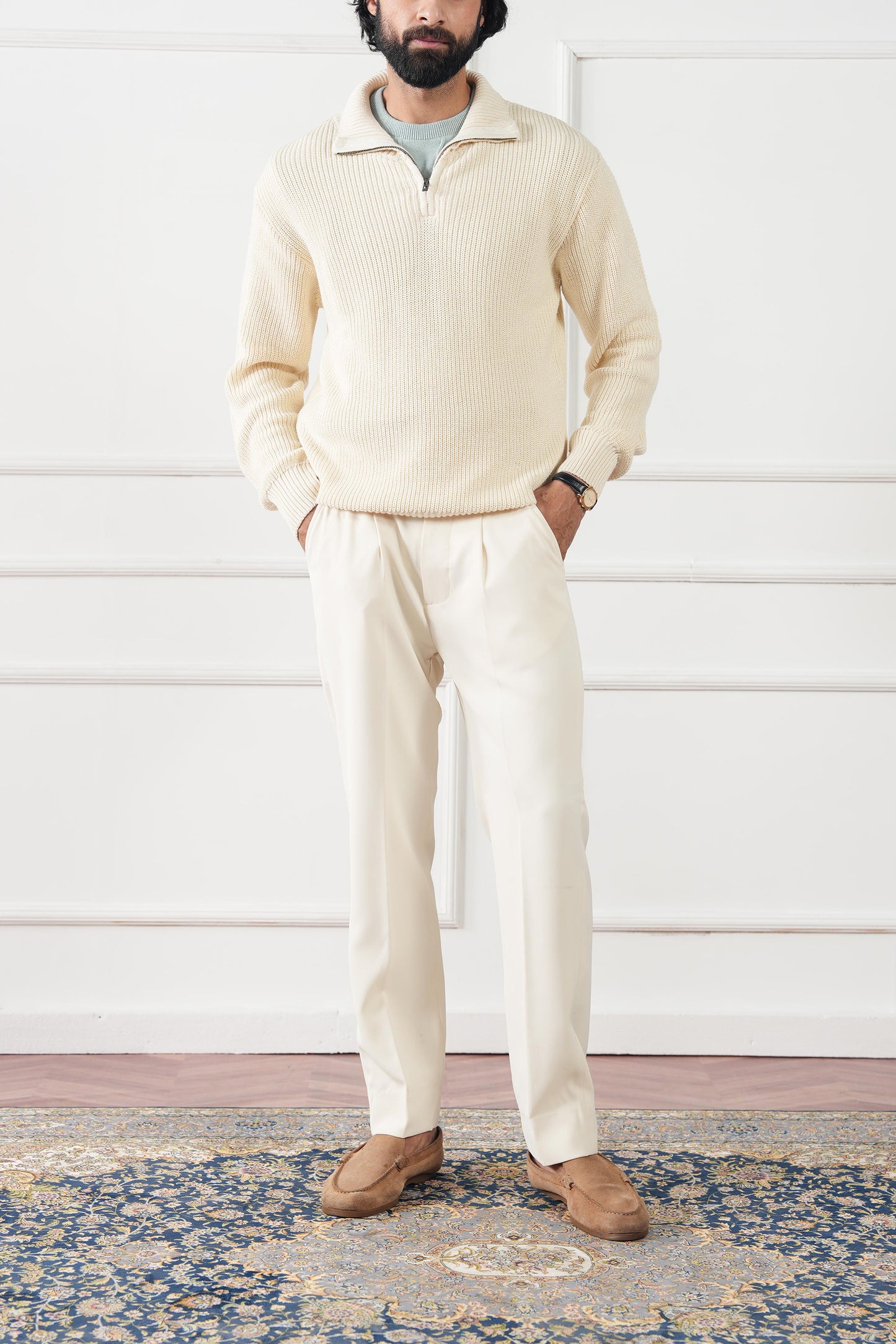 Quarter Zip Knit Sweater (MKZ-02)