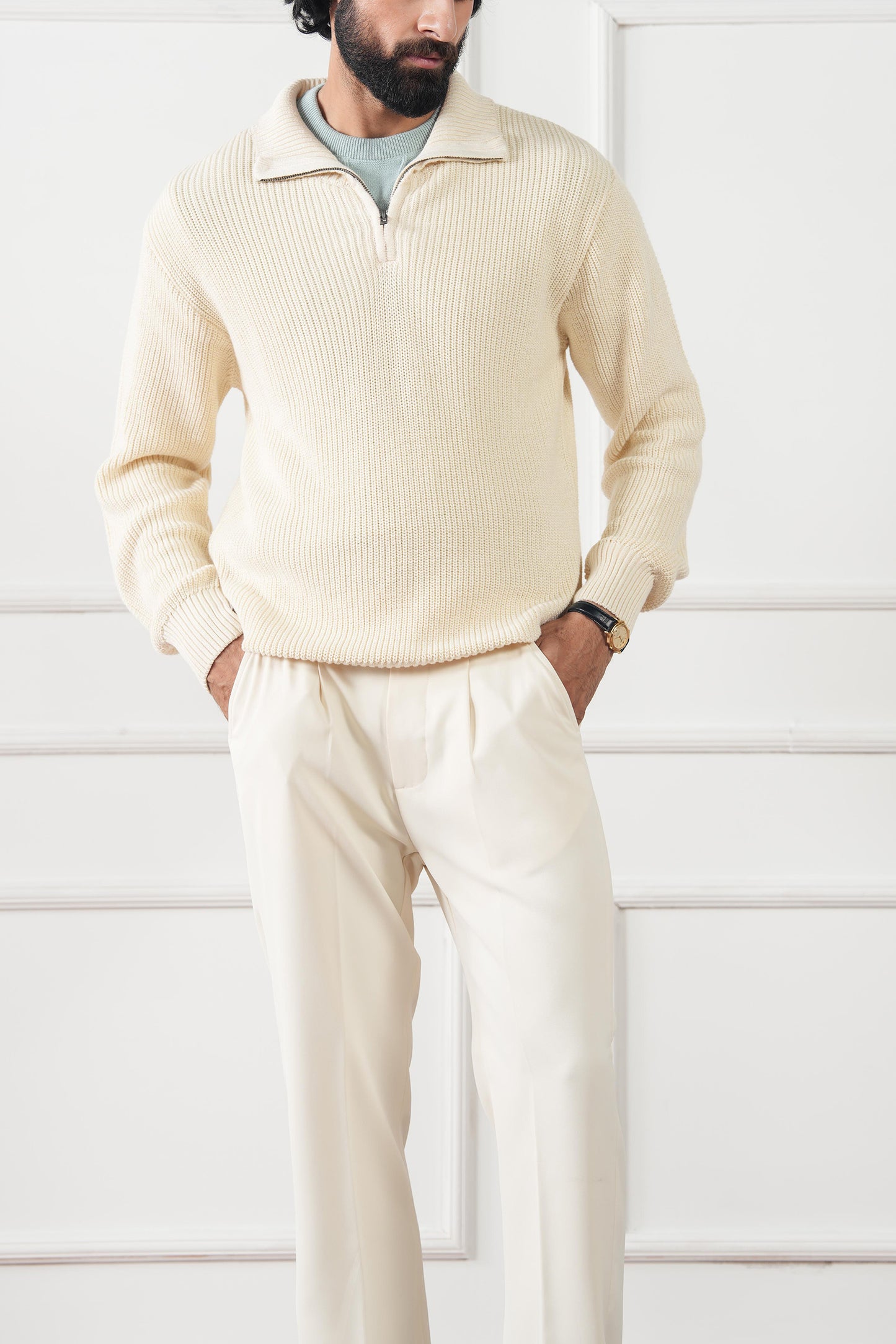 Quarter Zip Knit Sweater (MKZ-02)