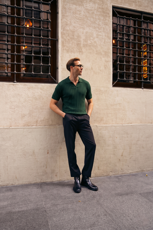 Drop Needle Knit Polo Shirt (MKP-12)