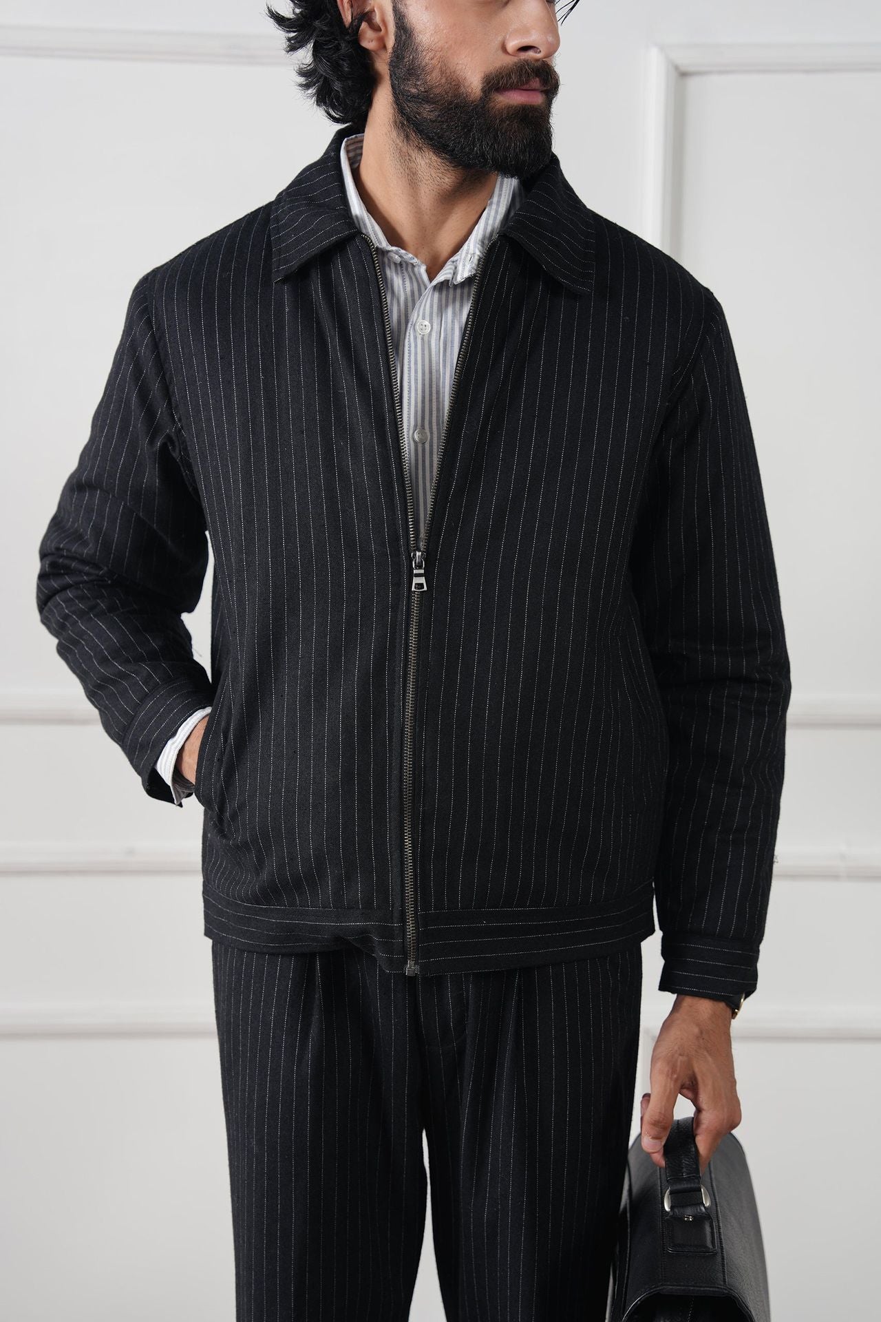 Pinstripe Wool Jacket (MWJ-07)