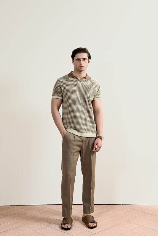 Abstract Jacquard Knit Polo Shirt (MKP-04)