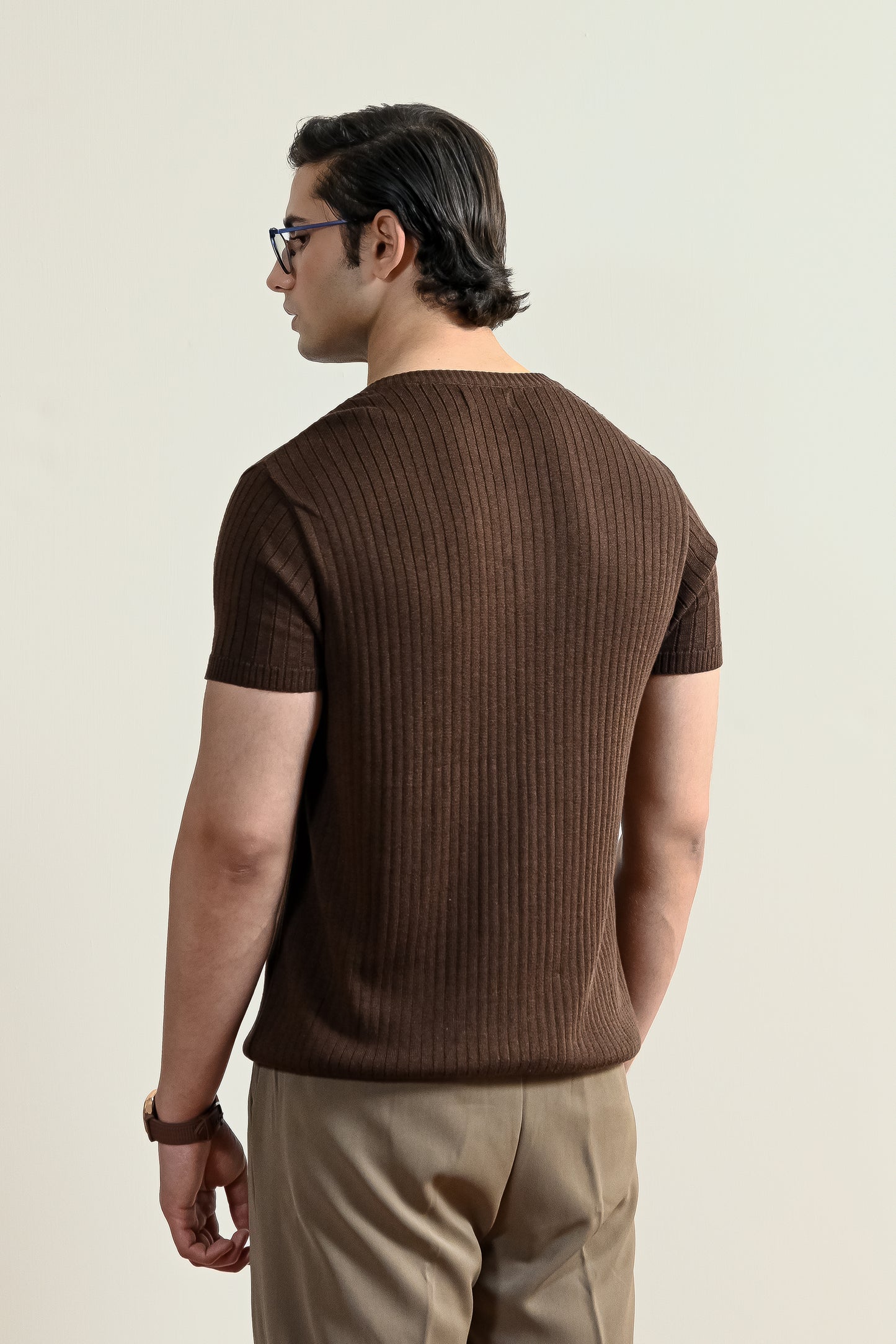 Drop Needle Knit Henley Shirt (MKH-17)