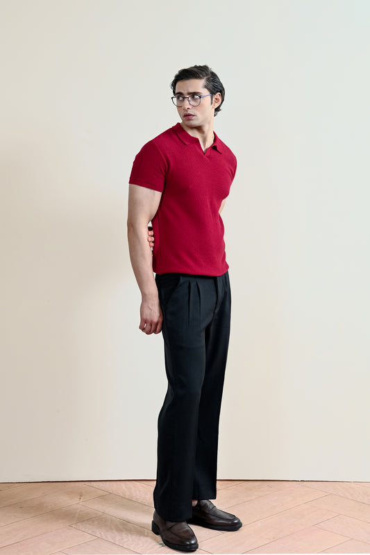 Refined Rib Knit Polo Shirt (MKP-06)