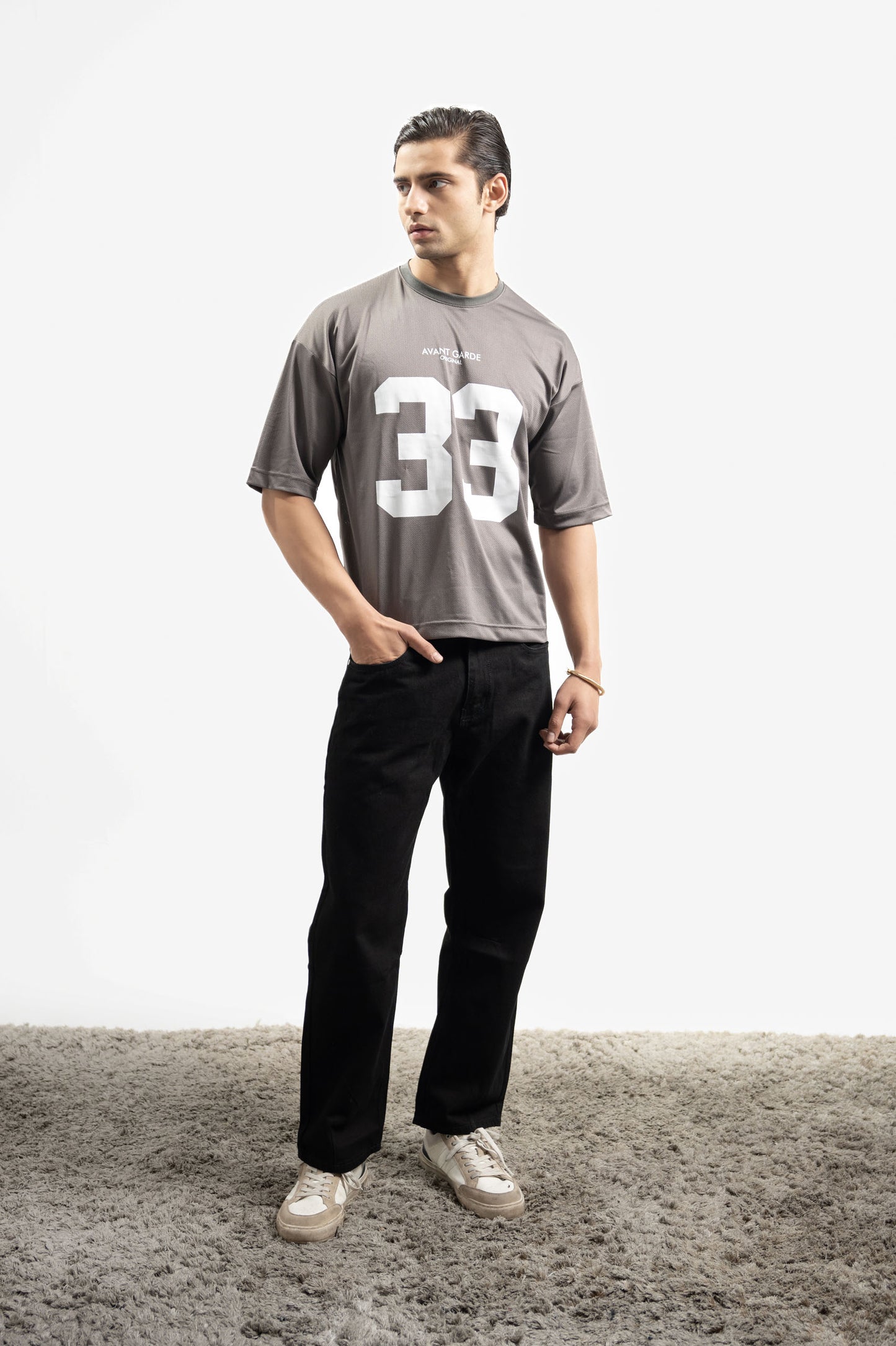 AG 33 Grey Mesh Oversized Tee