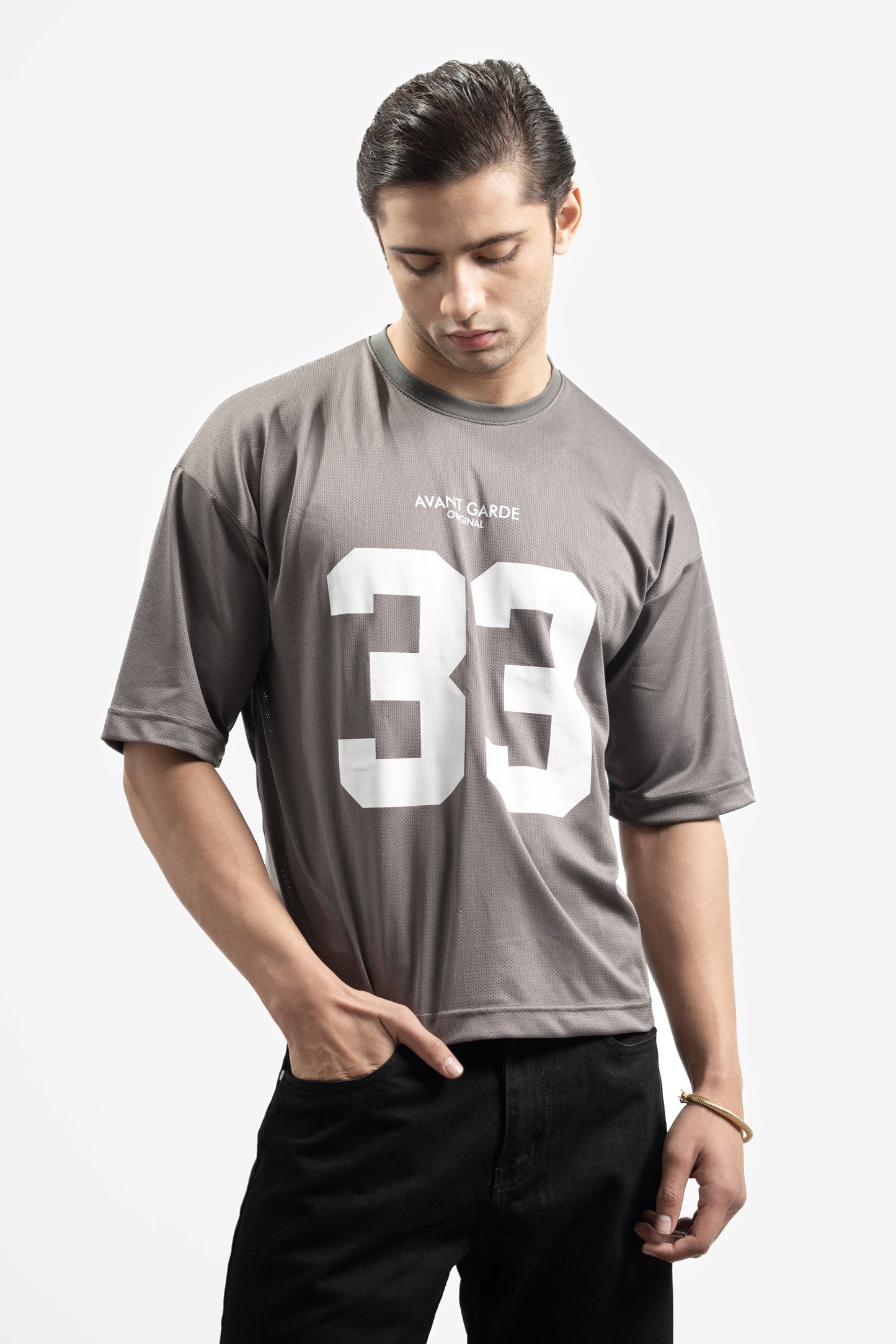 AG 33 Grey Mesh Oversized Tee