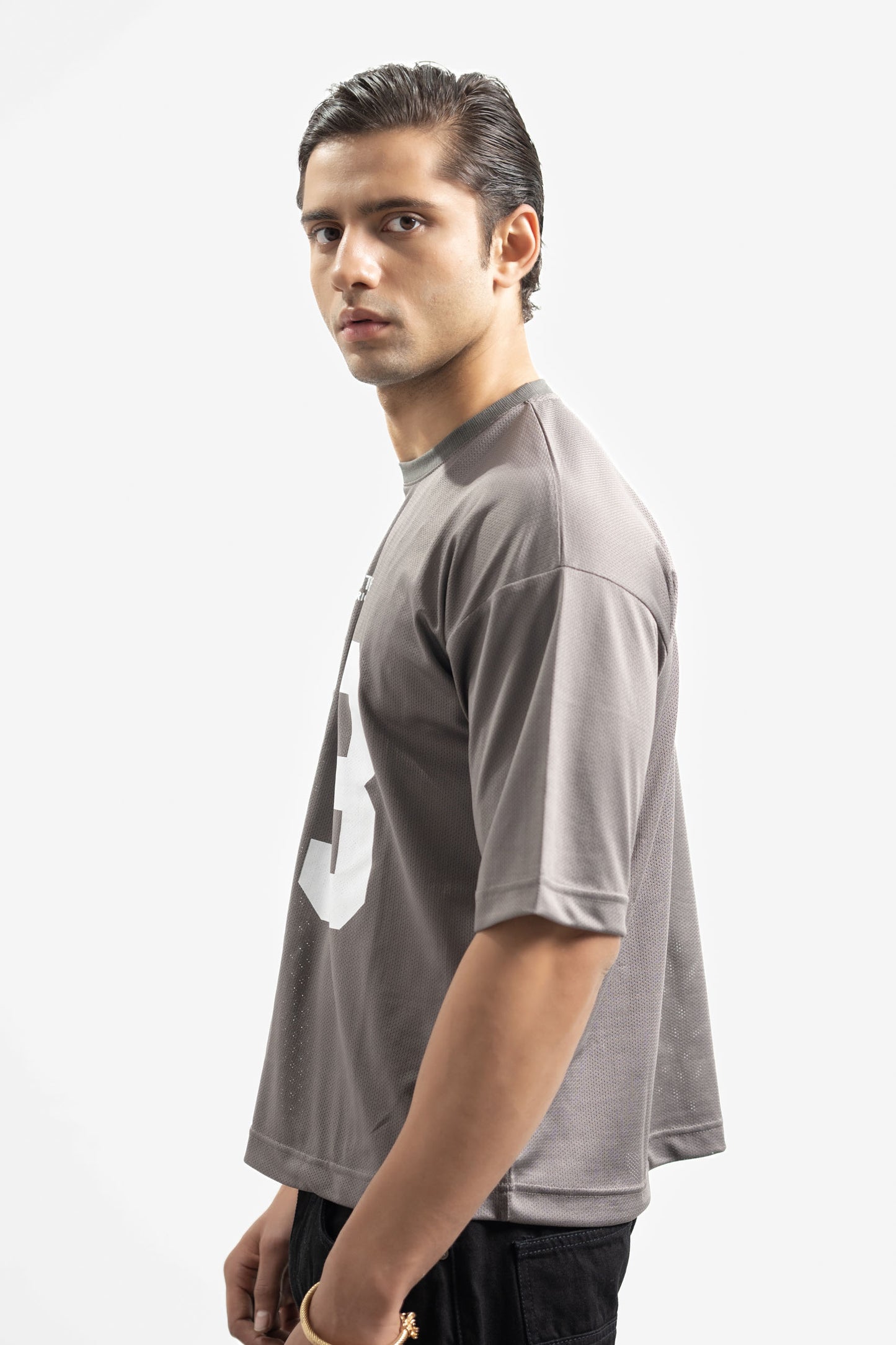 AG 33 Grey Mesh Oversized Tee