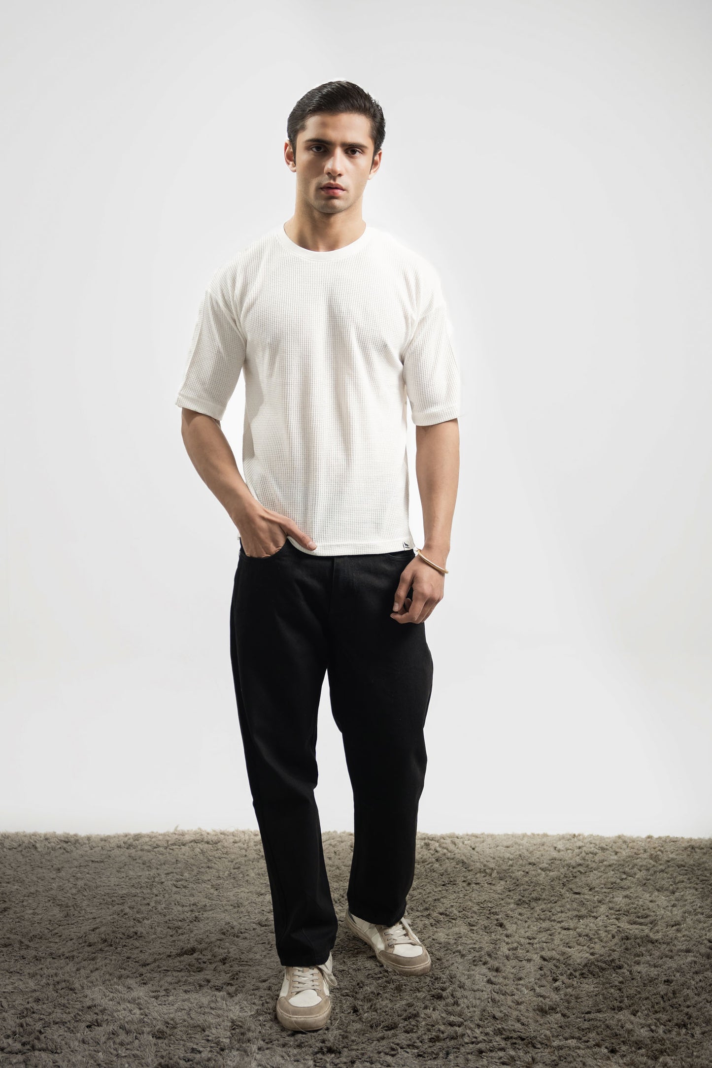 Textured Oversized Tee - White