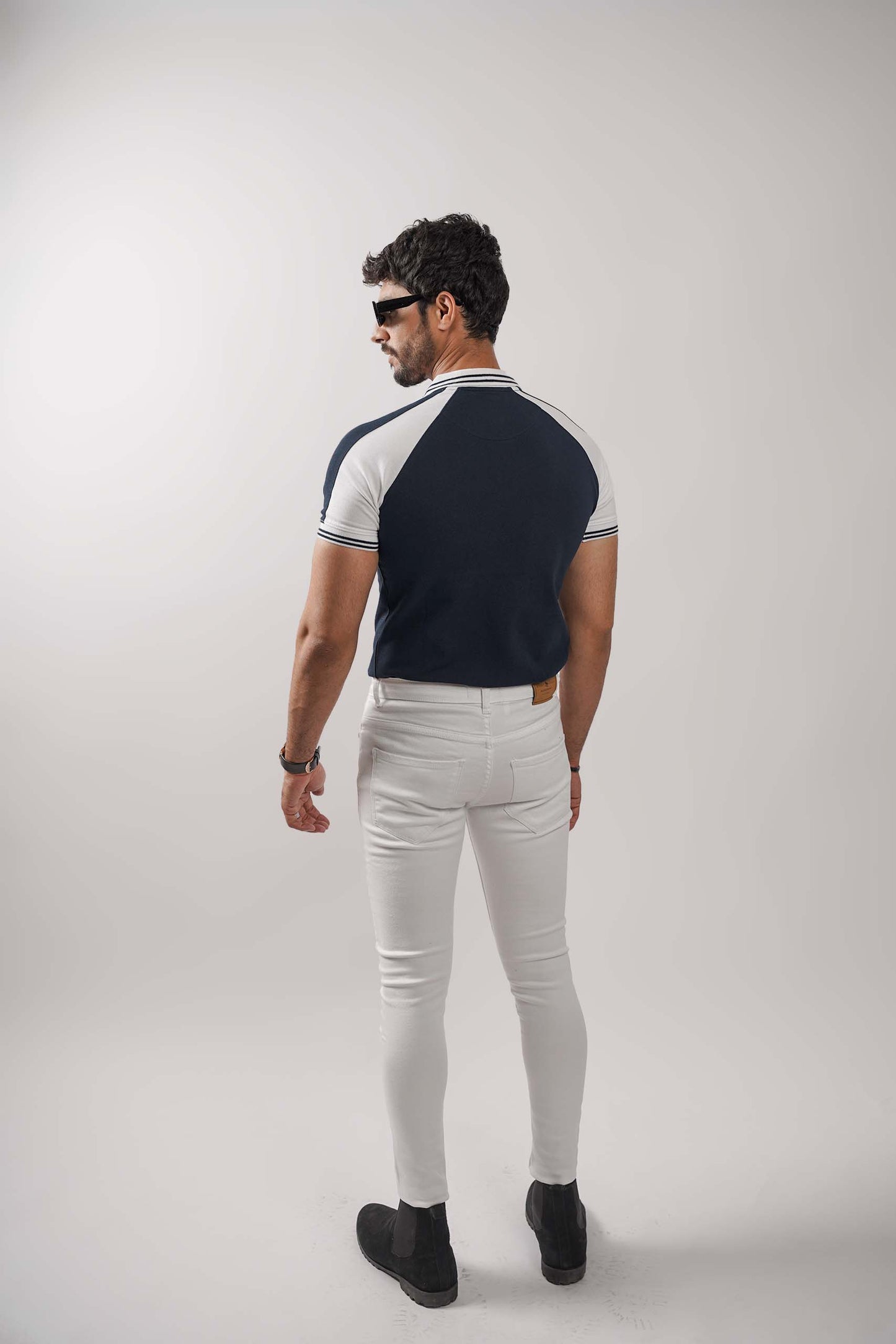 Navy White Raglan Flex Polo Shirt