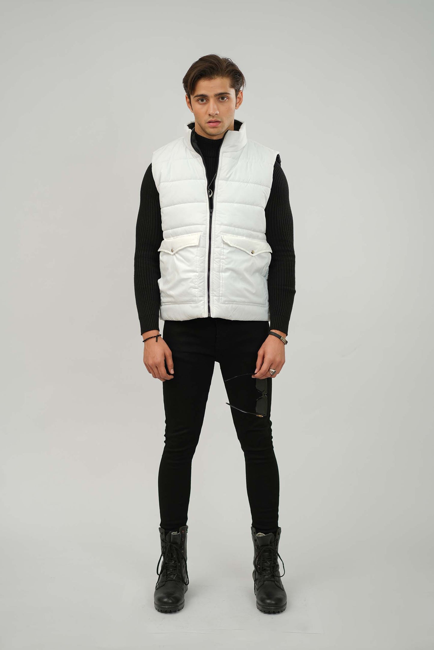 White Sleeveless Puffer Jacket