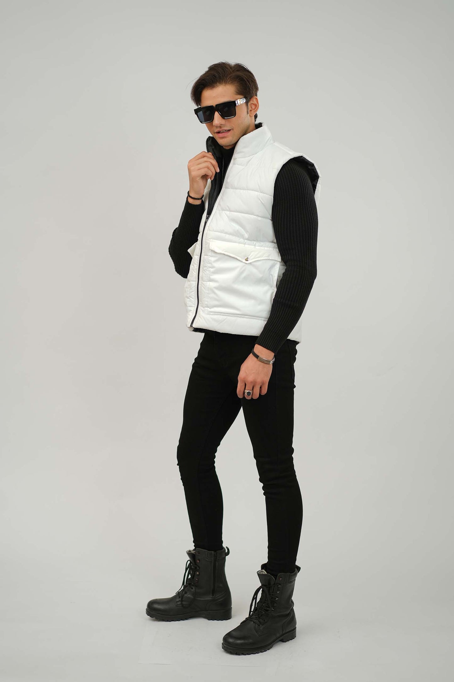 White Sleeveless Puffer Jacket