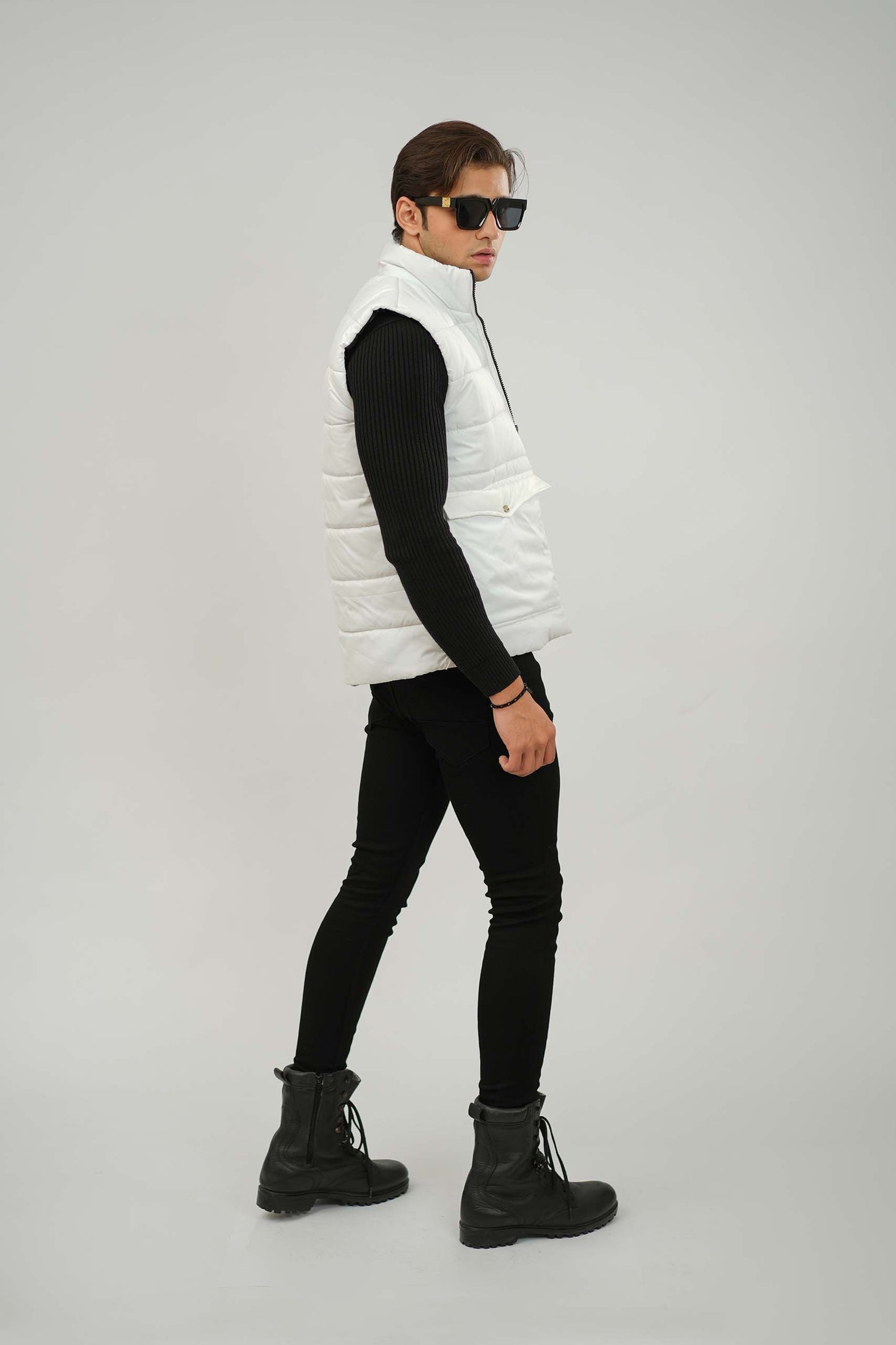 White Sleeveless Puffer Jacket