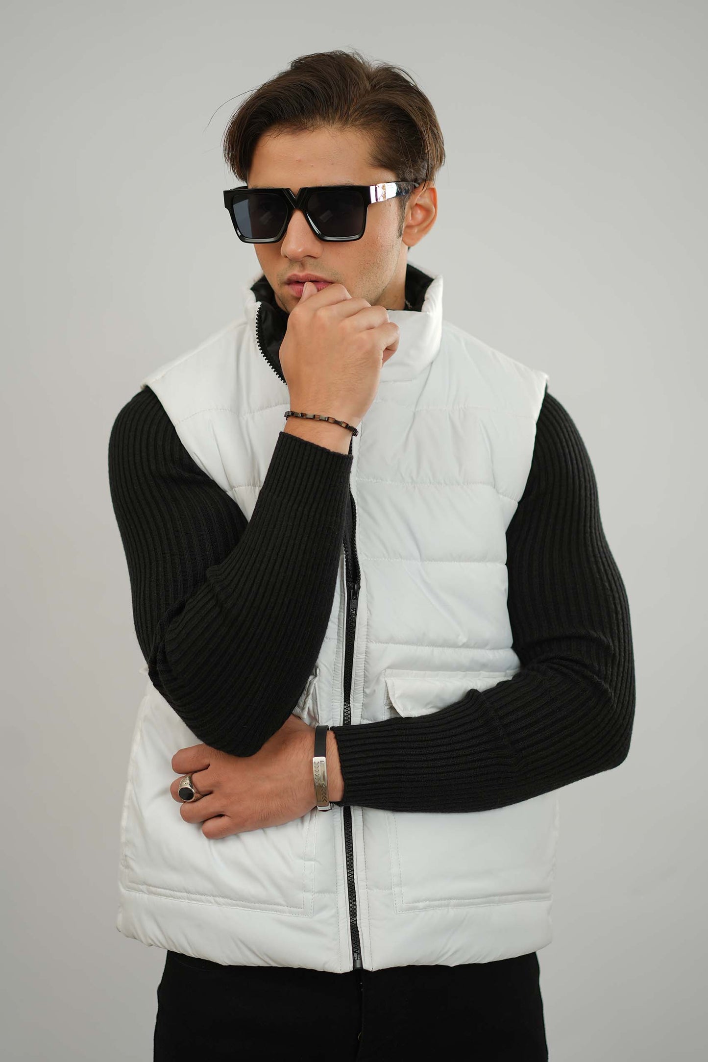 White Sleeveless Puffer Jacket