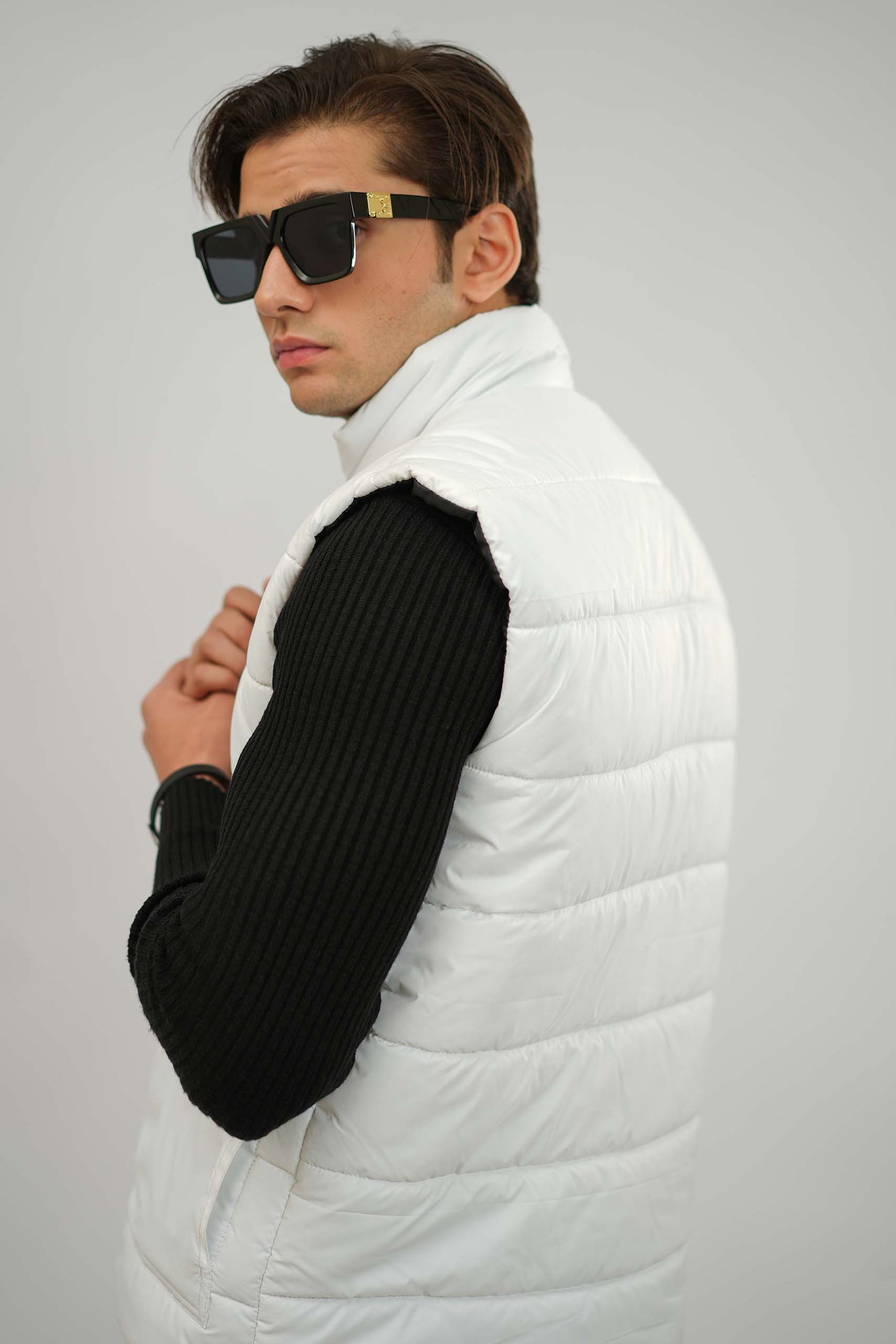 White Sleeveless Puffer Jacket
