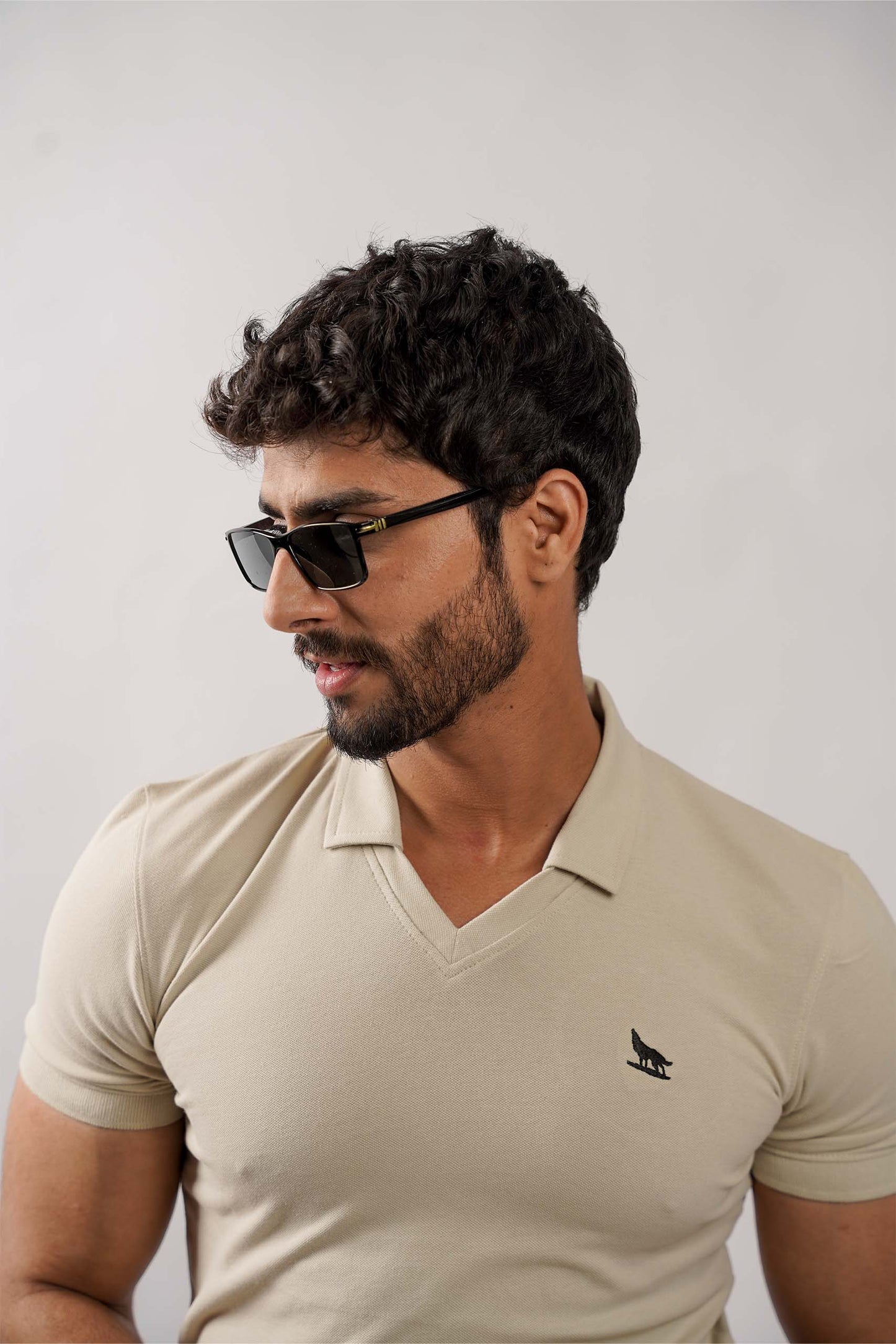 Tea Green V-Neck Flex Polo Shirt