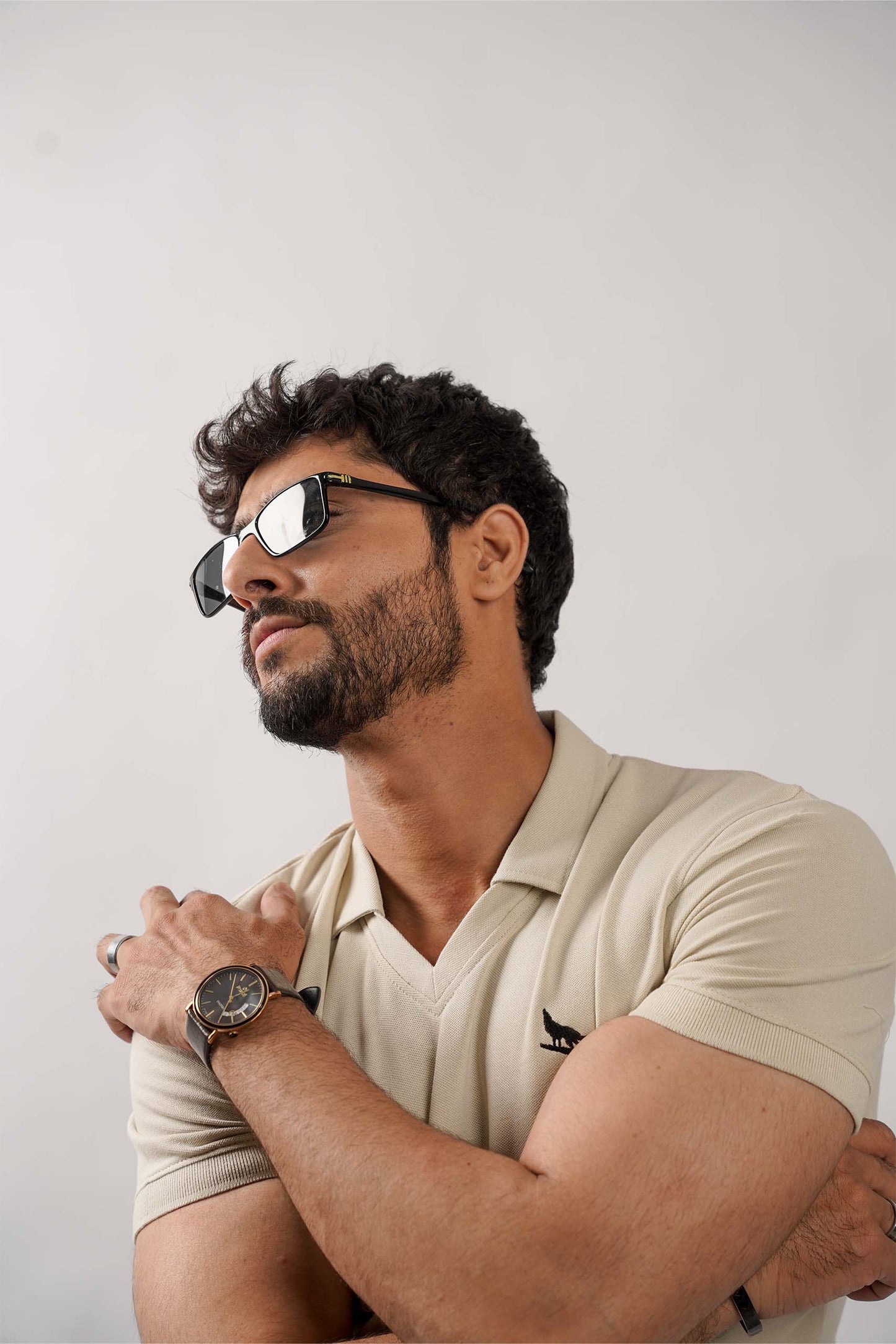 Tea Green V-Neck Flex Polo Shirt