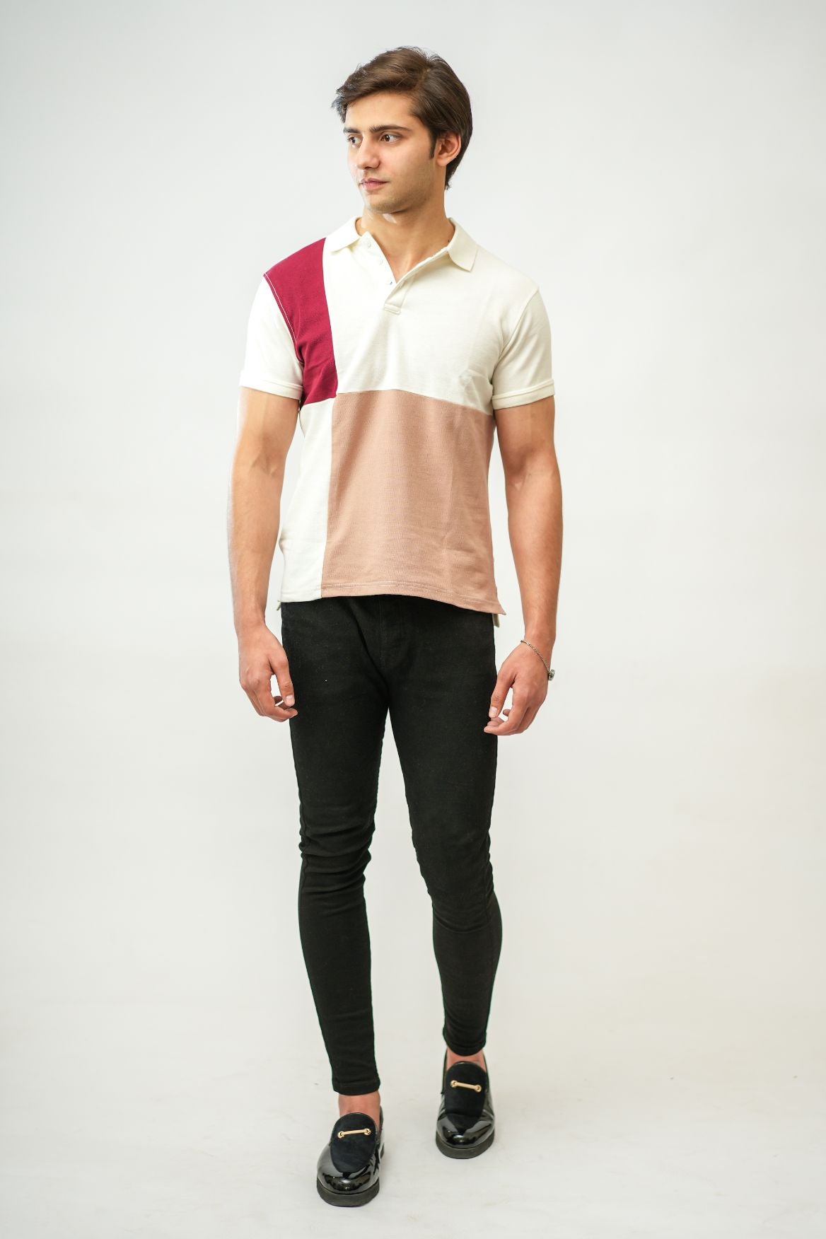 Red Vine & Beige Box Polo Shirt