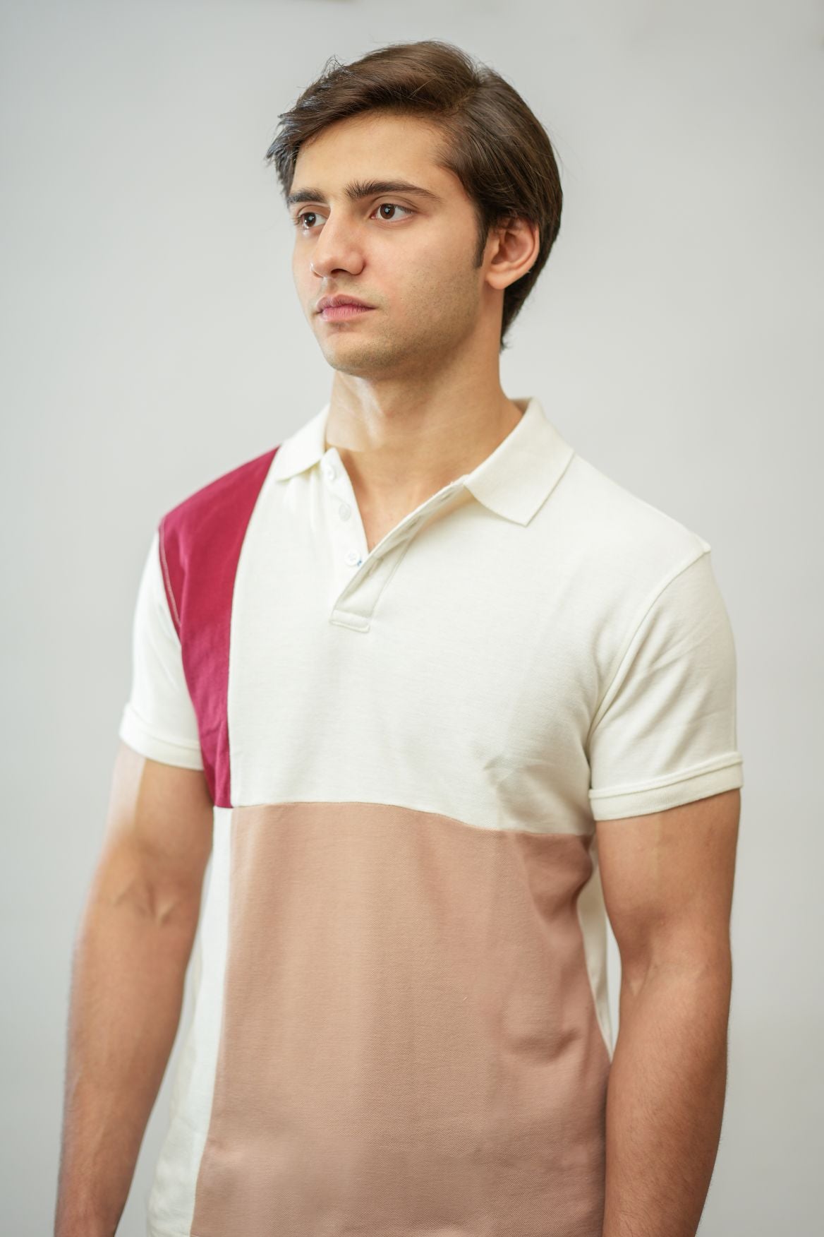 Red Vine & Beige Box Polo Shirt