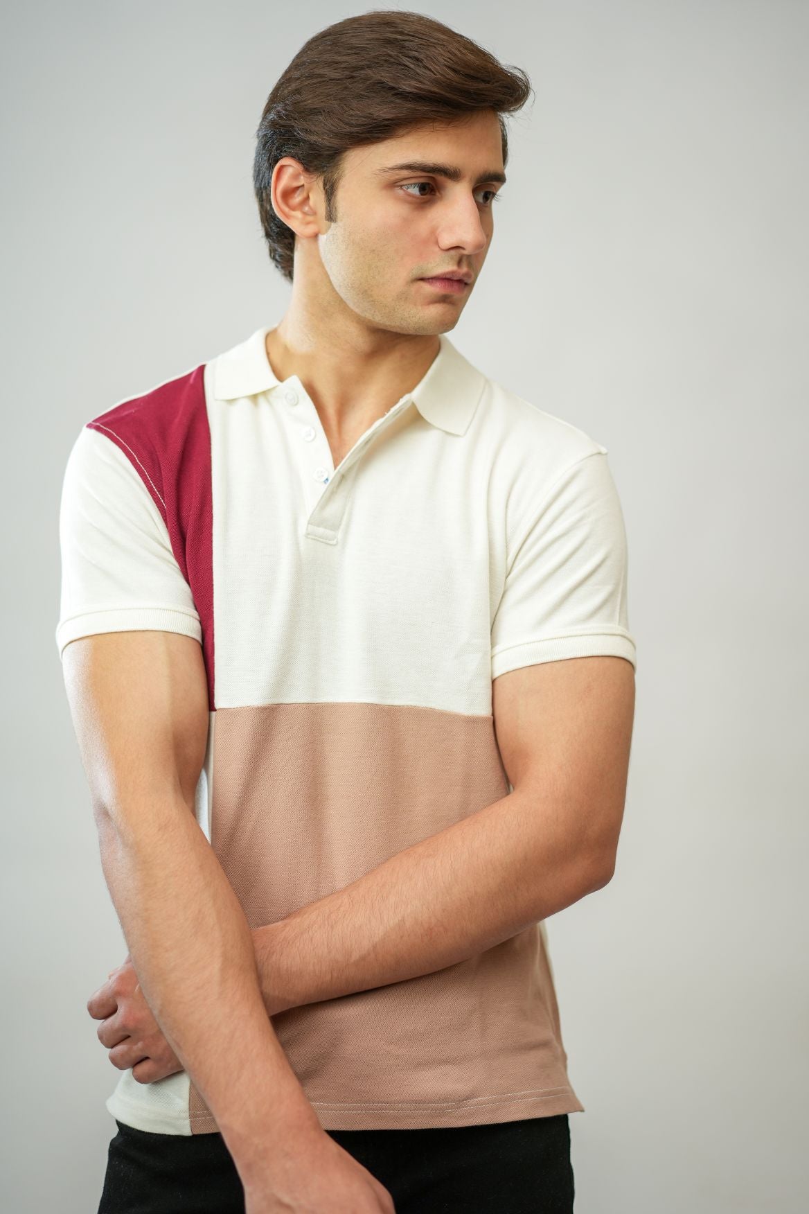 Red Vine & Beige Box Polo Shirt