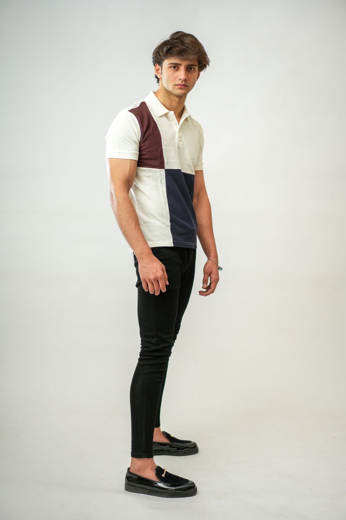 Brown & Navy Blue Box Polo Shirt