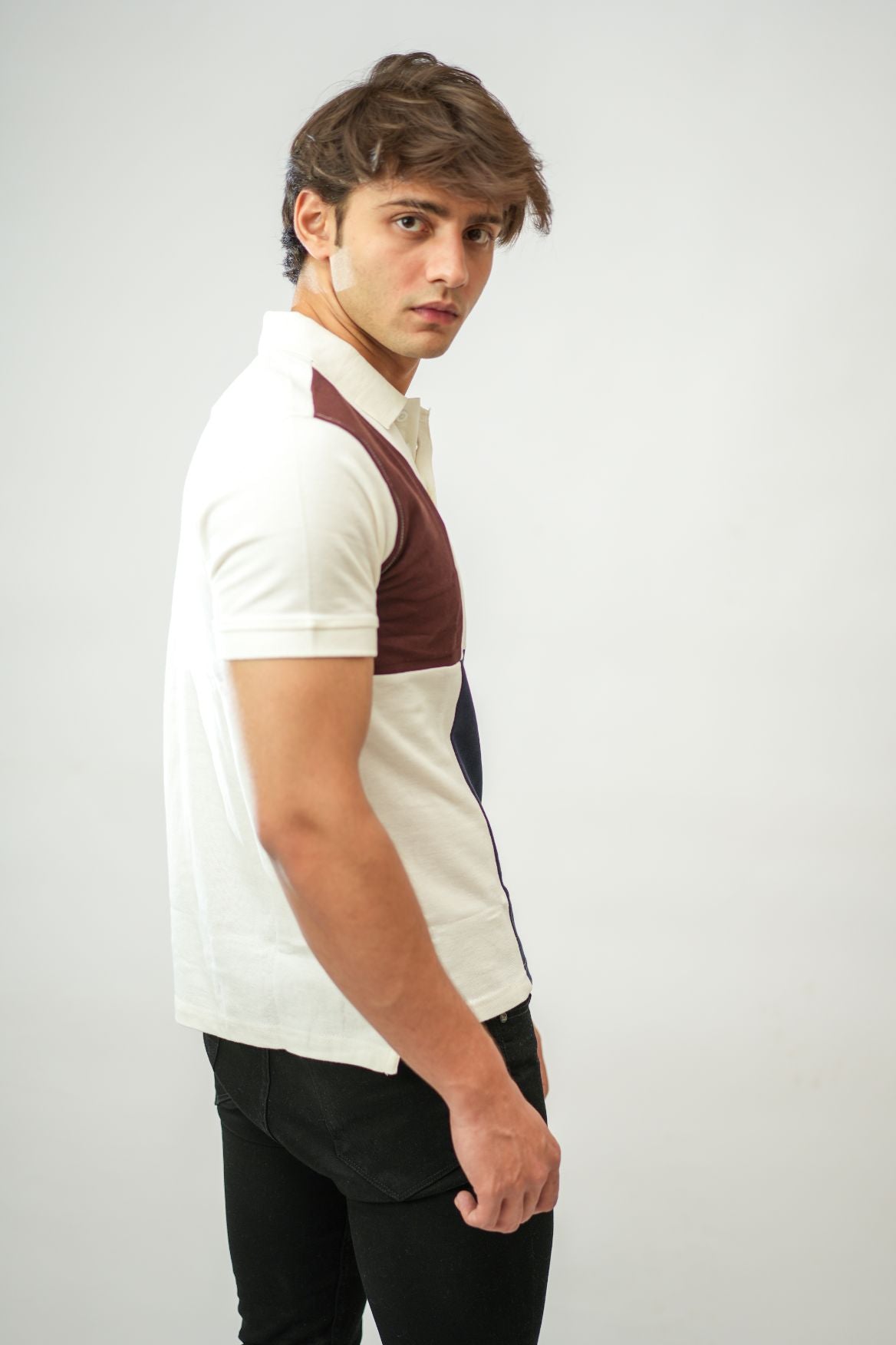 Brown & Navy Blue Box Polo Shirt