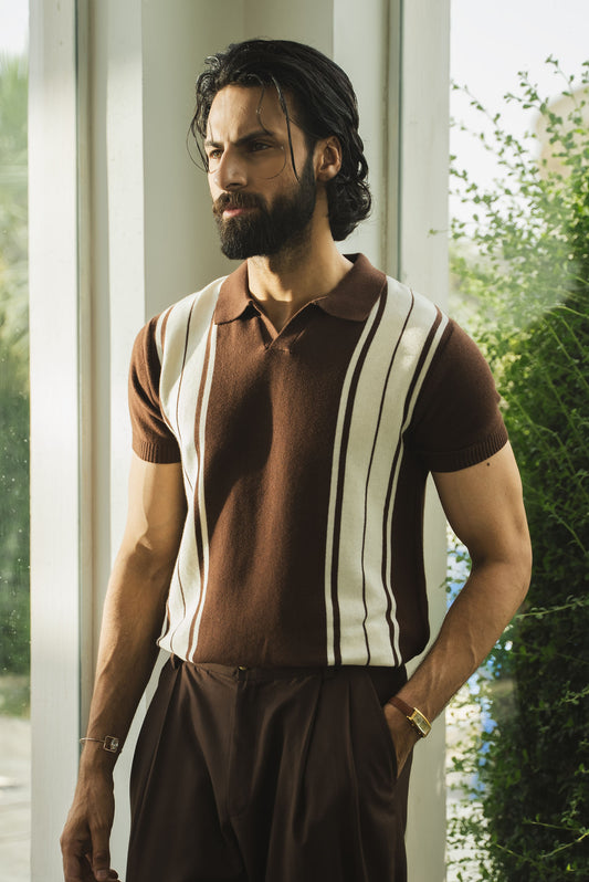 Striped Knitted Polo Shirt (KPS-16)