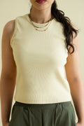 Women's Ribbed Vest - Crème