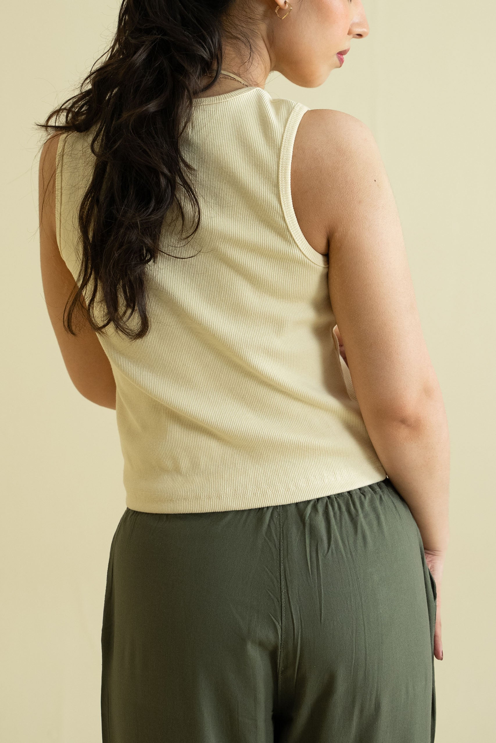 Women's Ribbed Vest - Crème