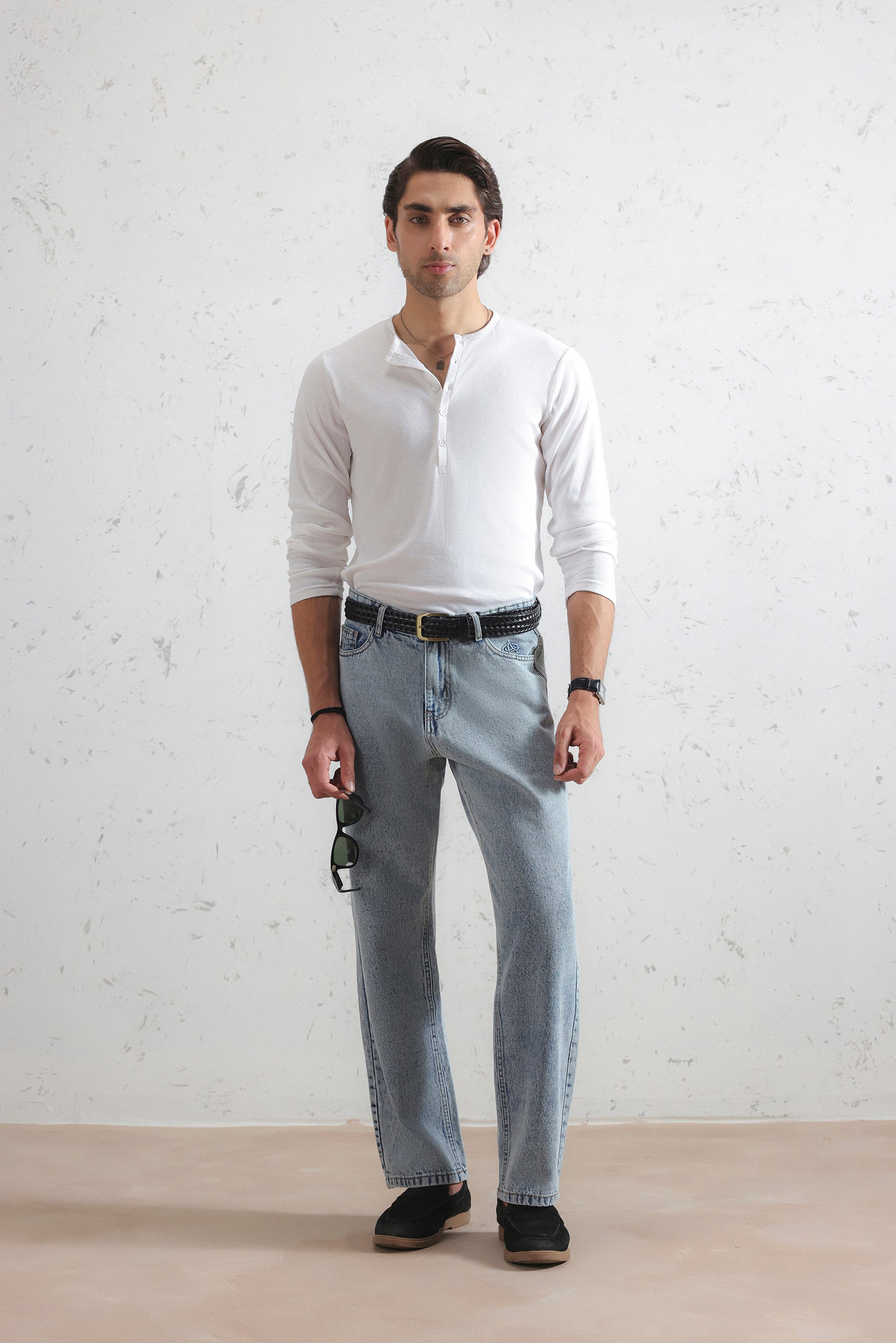 Long Sleeve Ribbed Henley Shirt