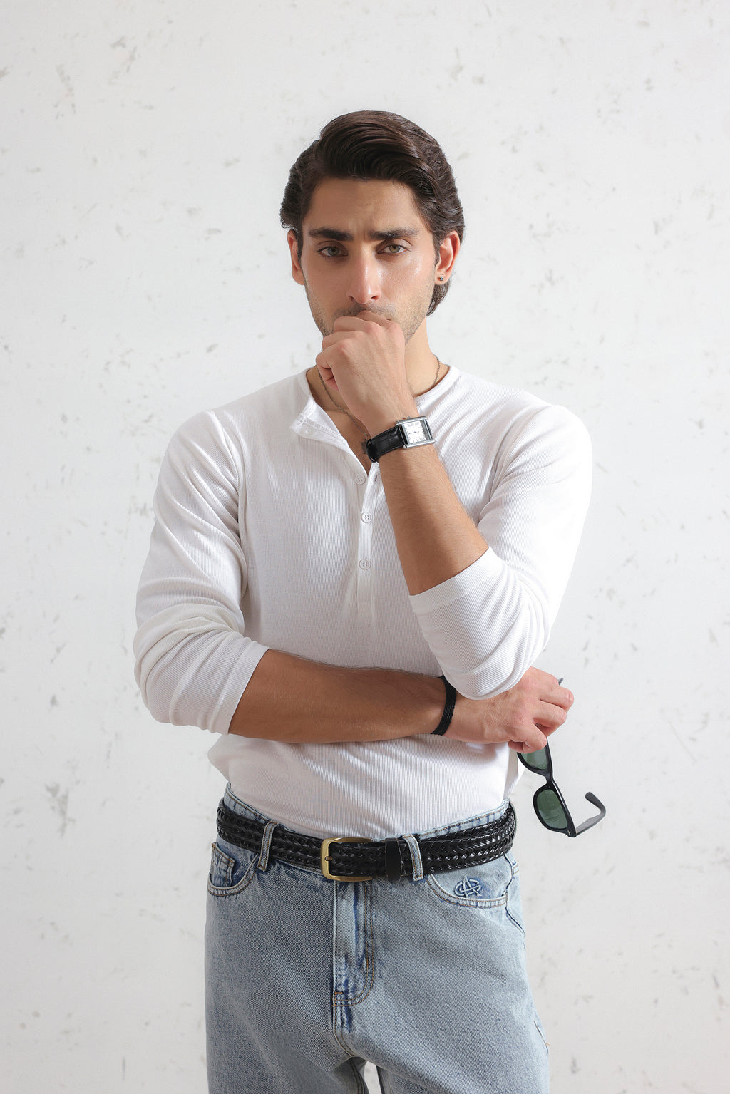 Long Sleeve Ribbed Henley Shirt