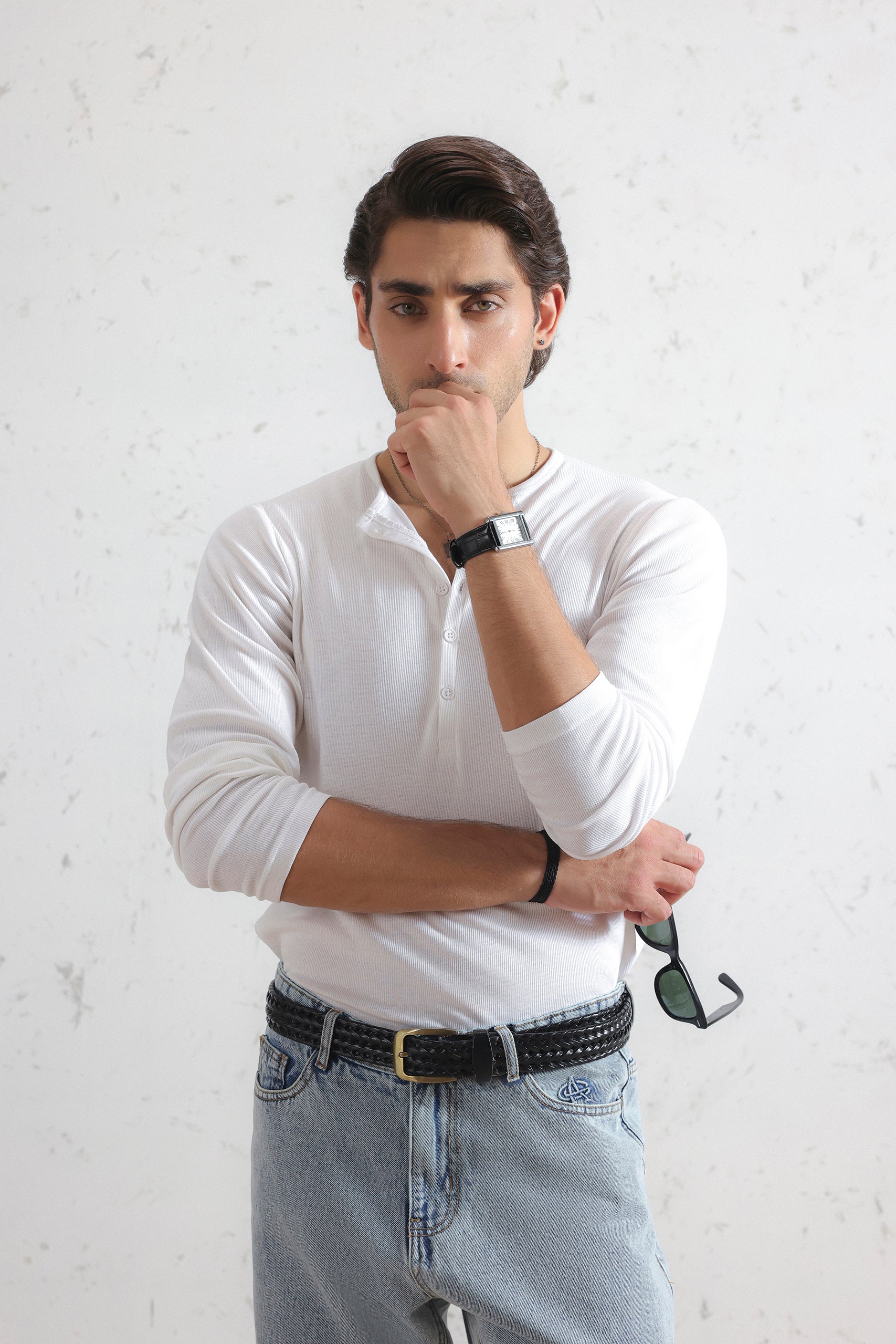 Long Sleeve Ribbed Henley Shirt