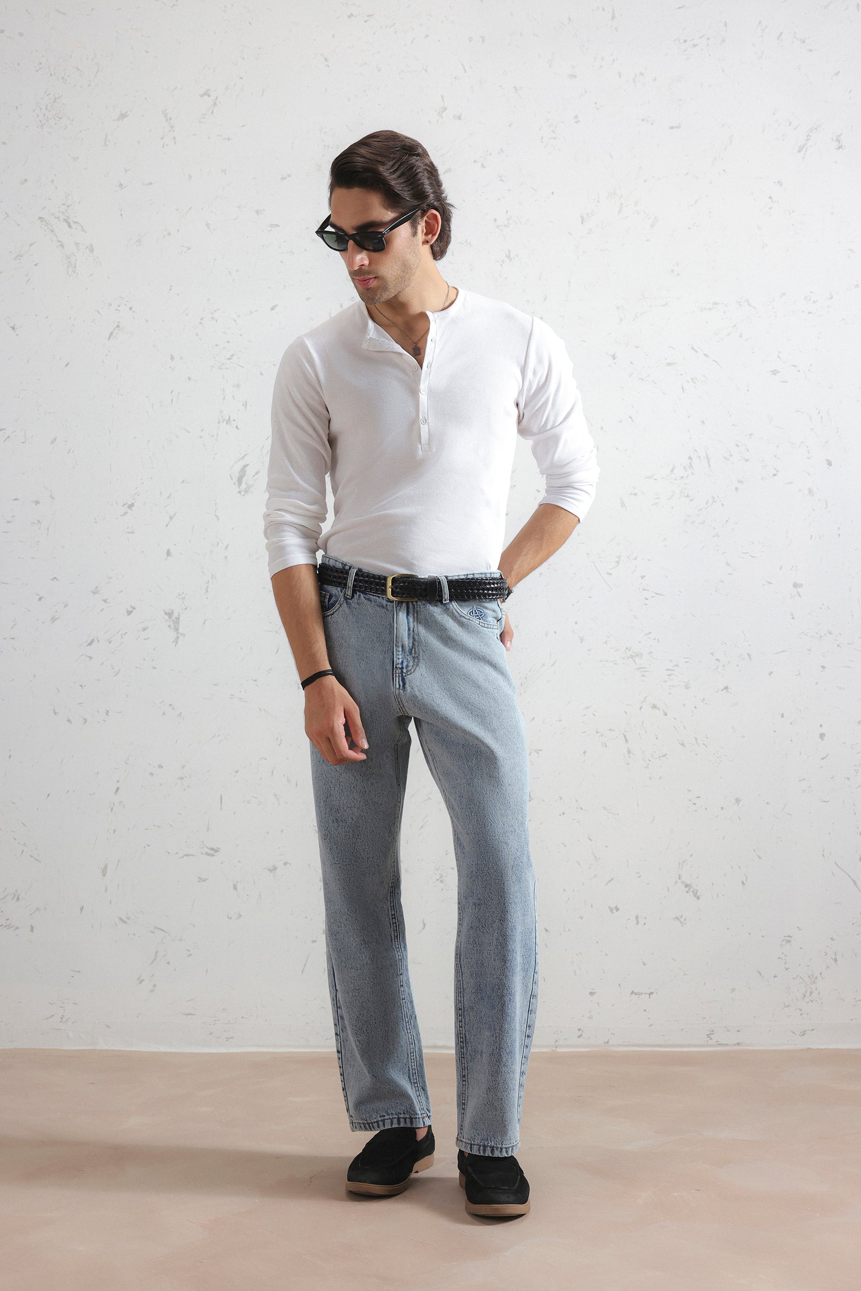 Long Sleeve Ribbed Henley Shirt