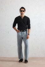 Long Sleeve Ribbed Henley Shirt