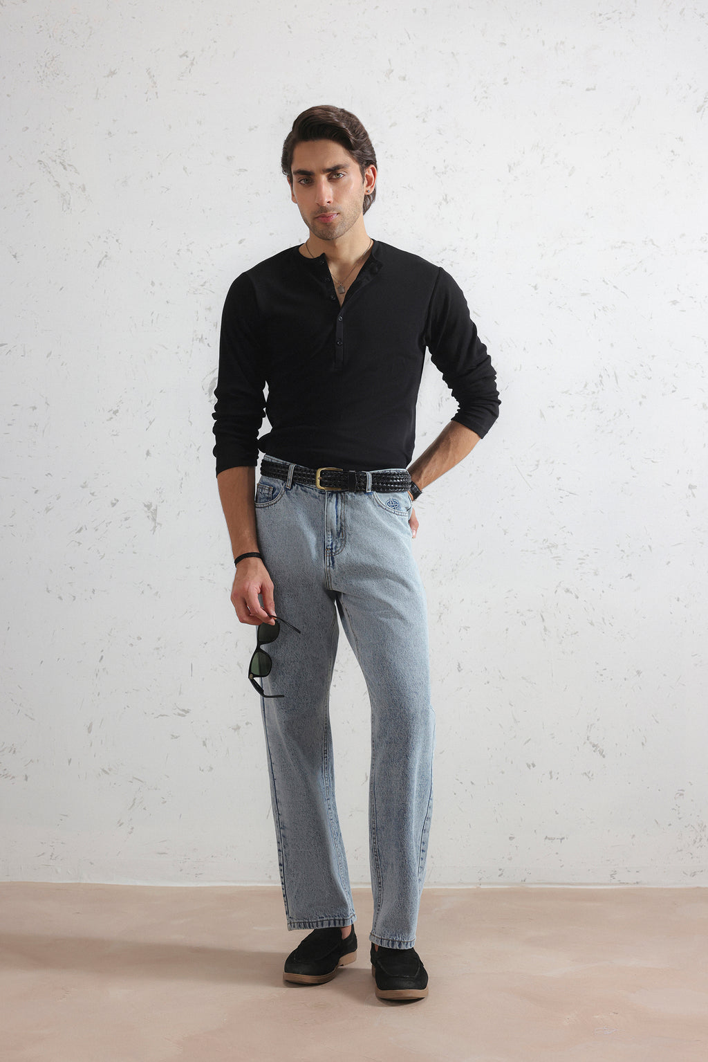 Long Sleeve Ribbed Henley Shirt