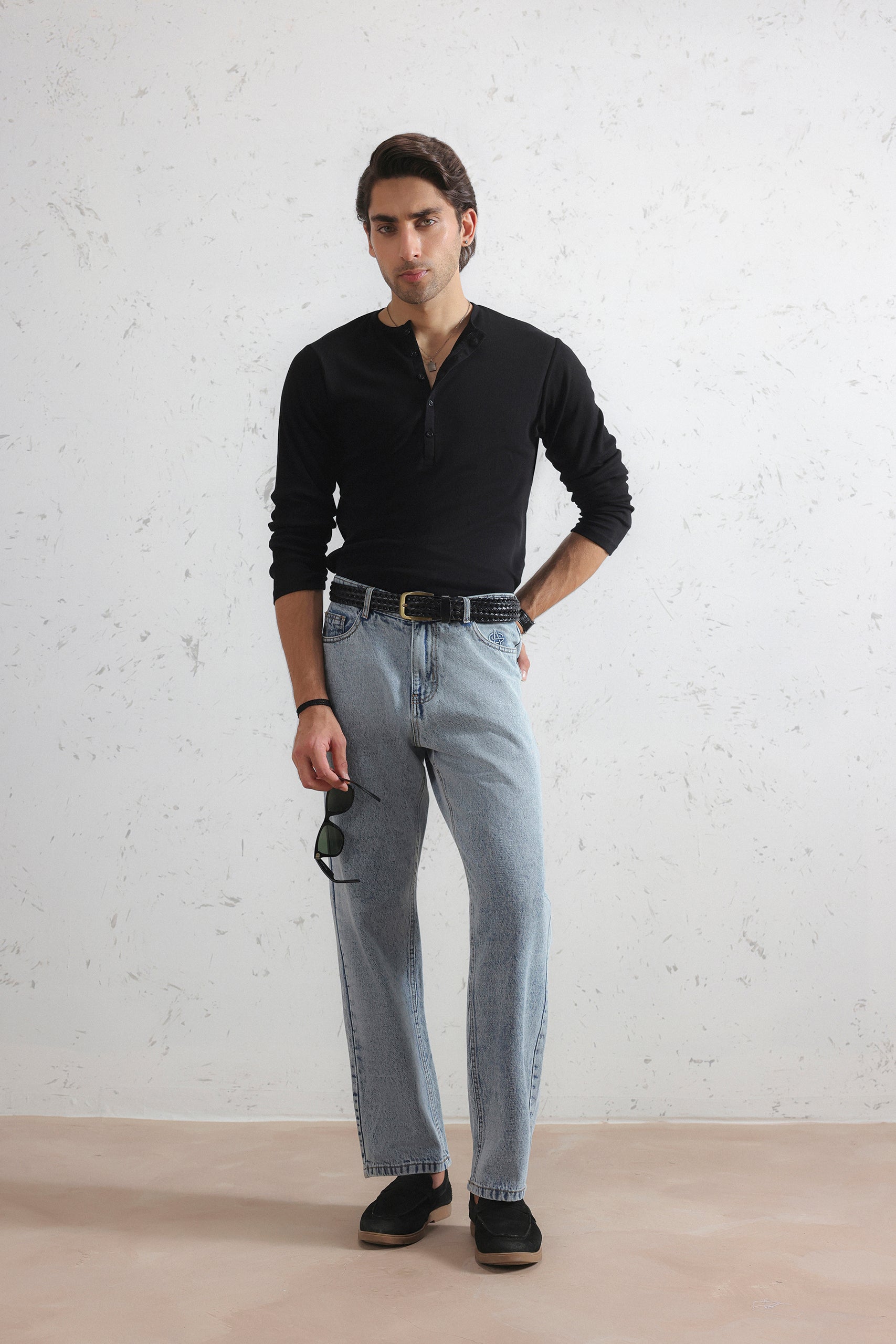 Long Sleeve Ribbed Henley Shirt