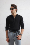 Long Sleeve Ribbed Henley Shirt