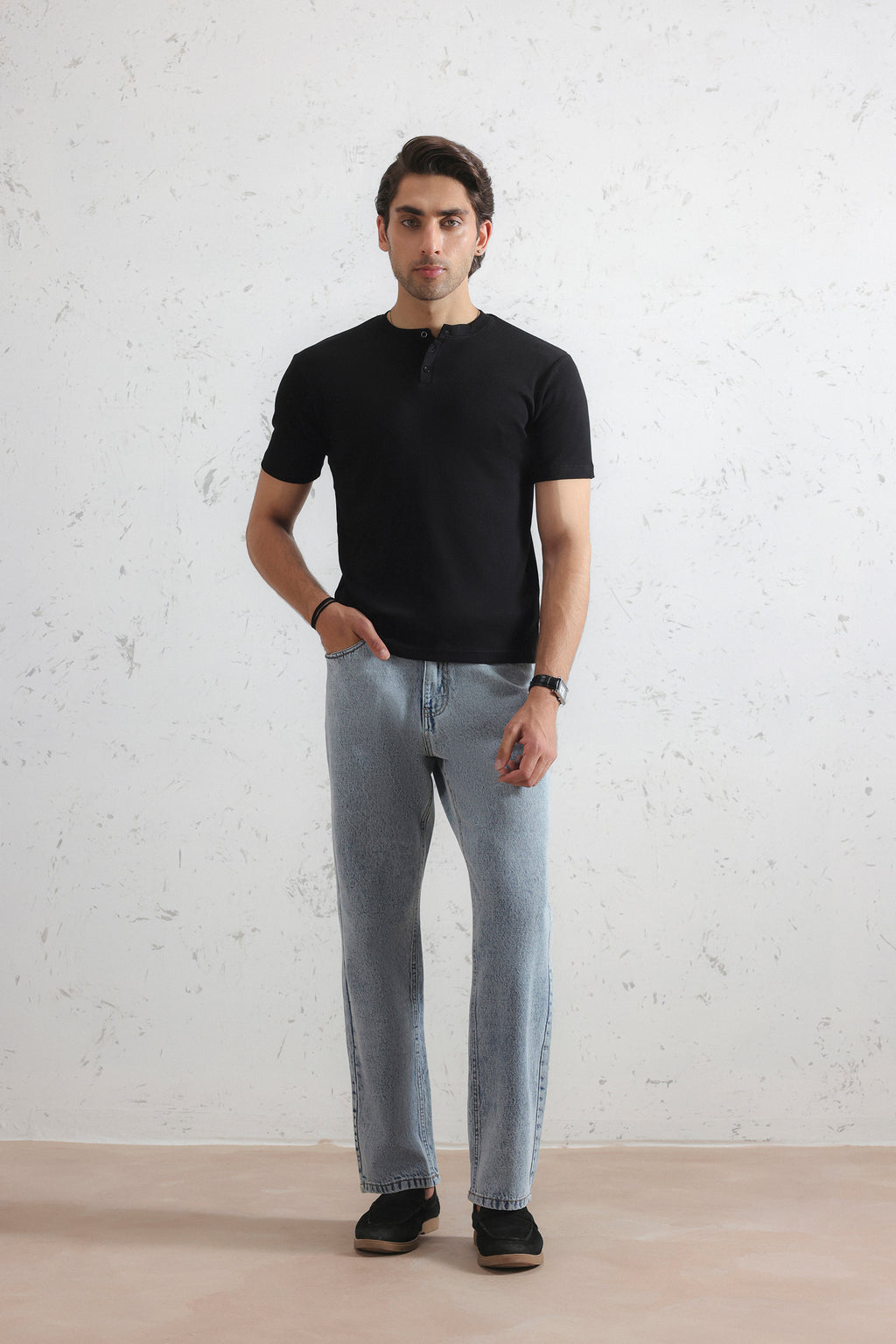 Ribbed Henley Shirt