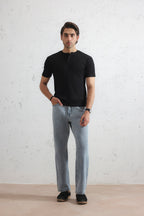 Ribbed Henley Shirt