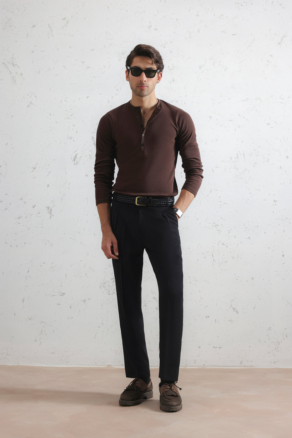 Long Sleeve Ribbed Henley Shirt