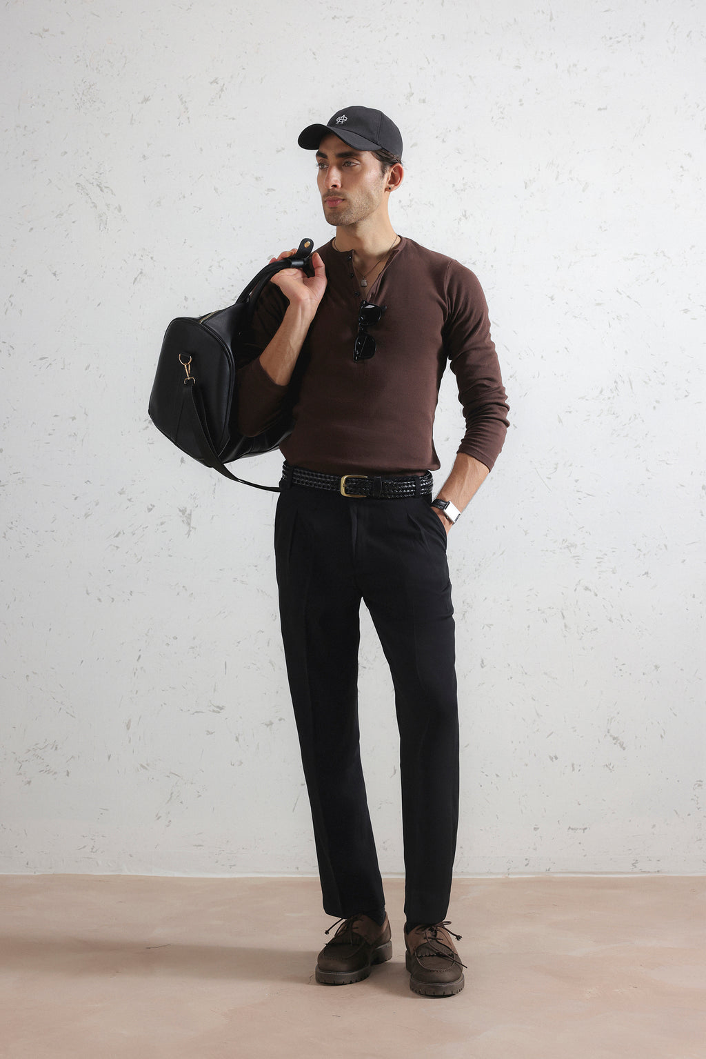 Long Sleeve Ribbed Henley Shirt