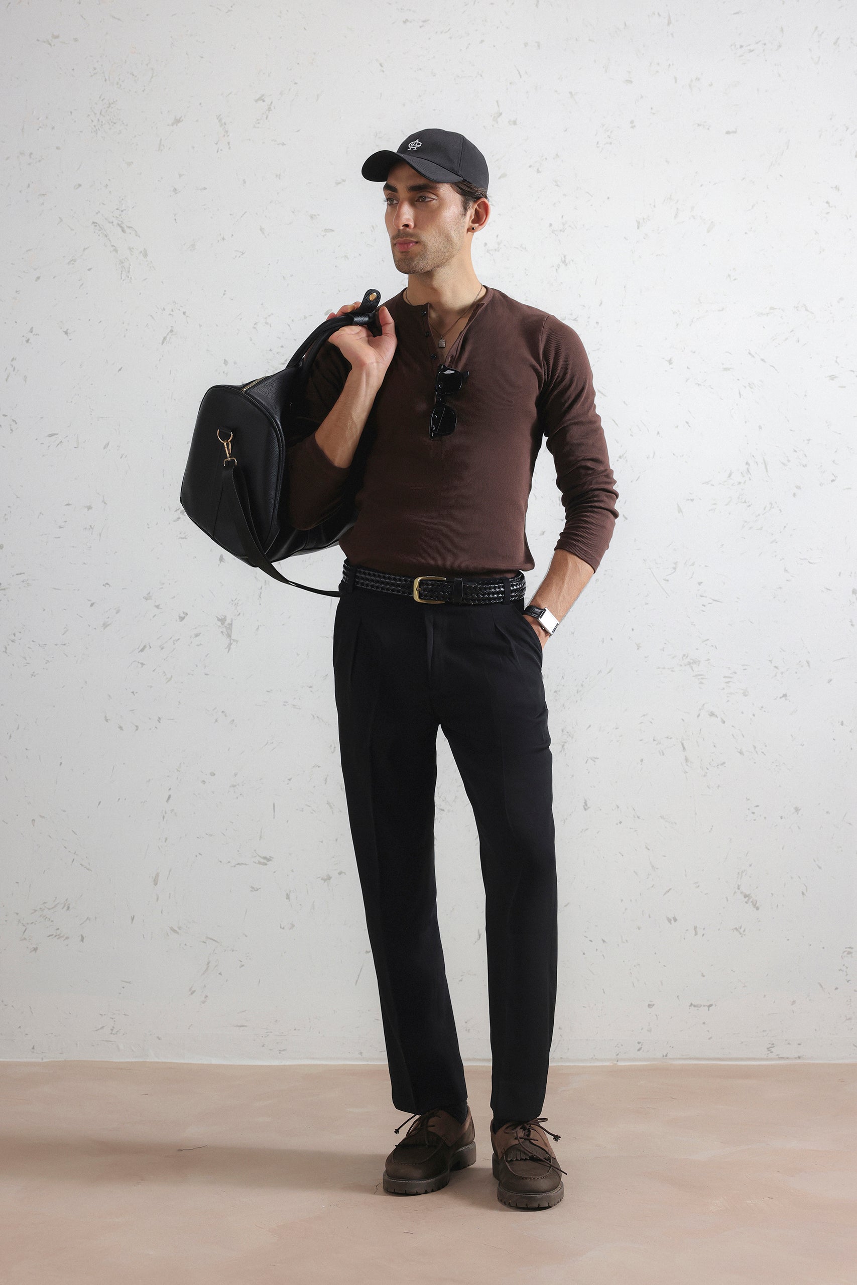 Long Sleeve Ribbed Henley Shirt