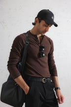Long Sleeve Ribbed Henley Shirt