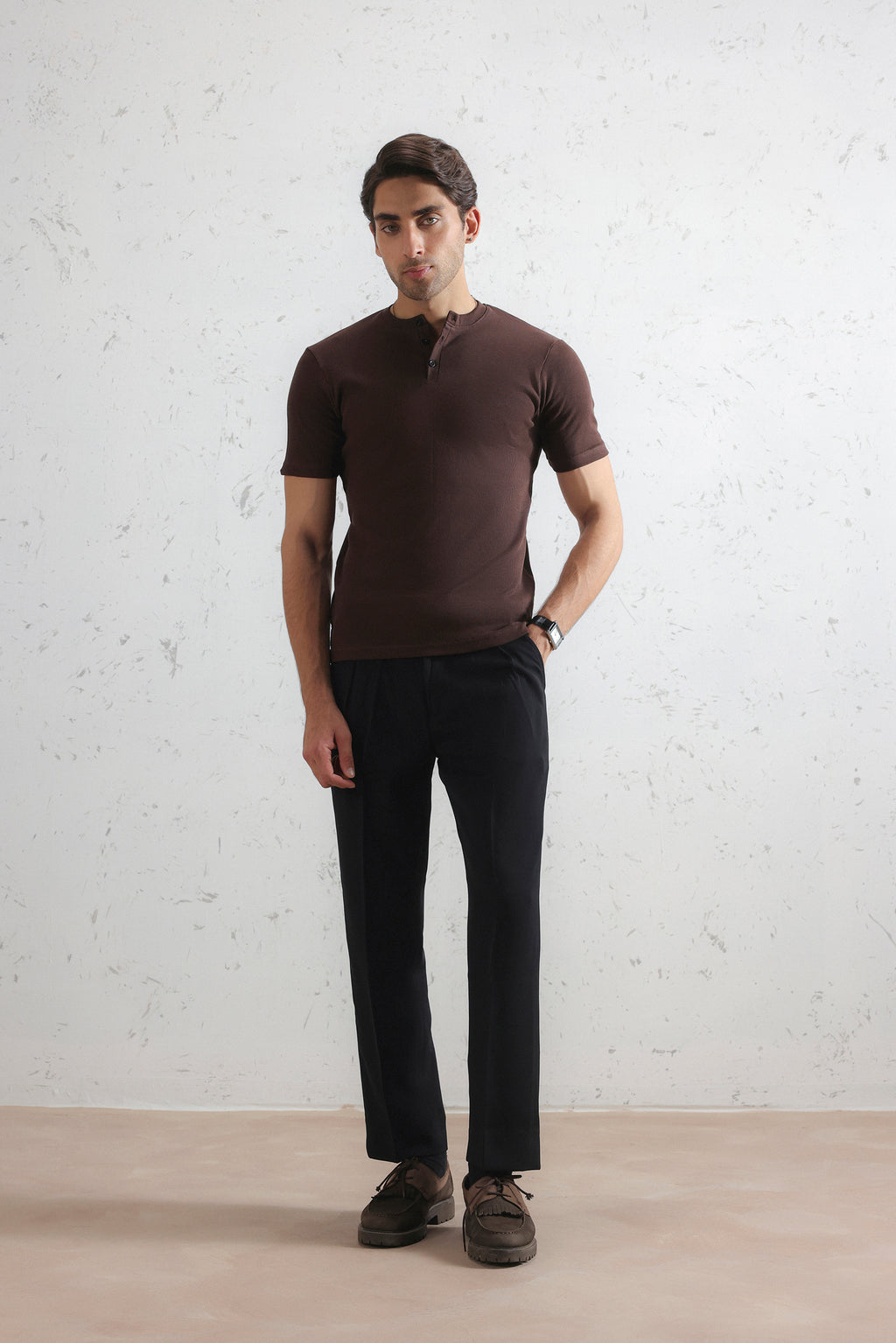Ribbed Henley Shirt