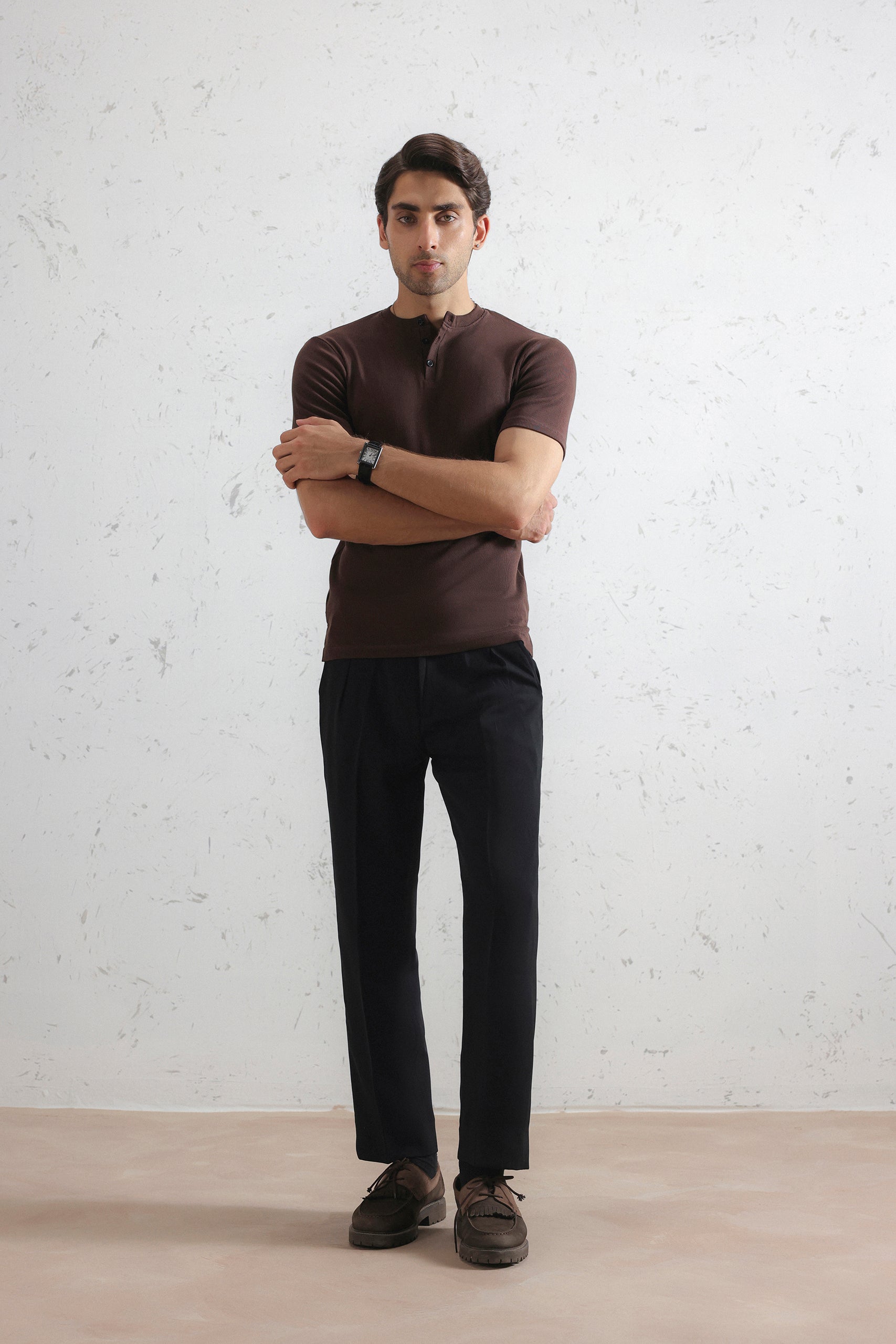 Ribbed Henley Shirt