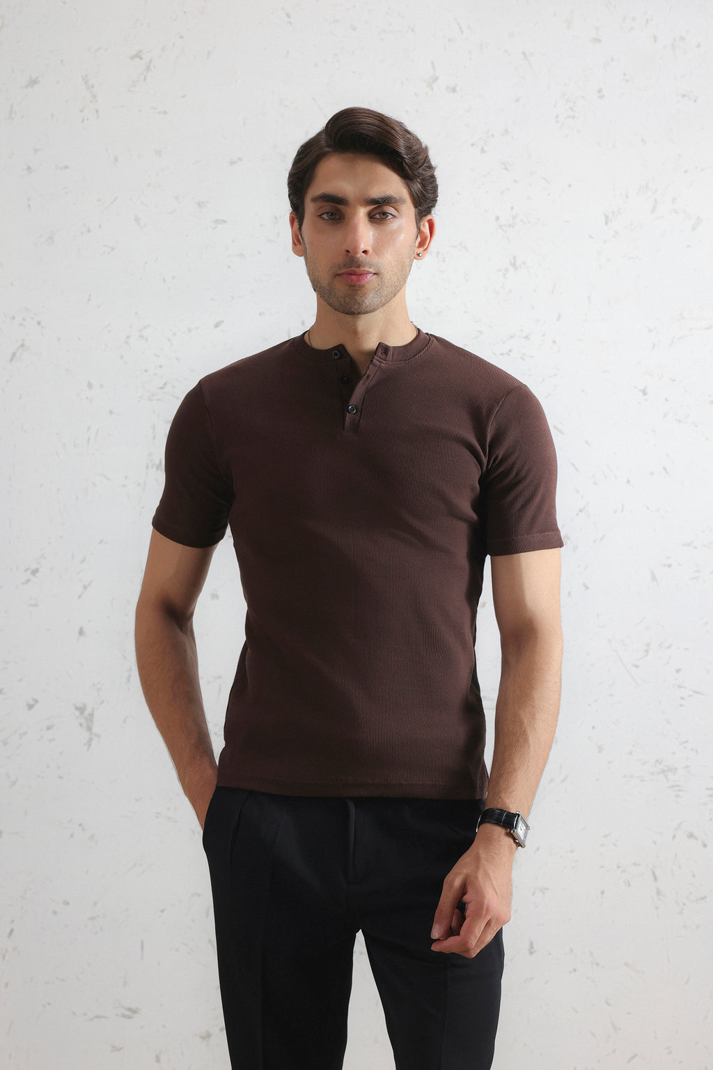Ribbed Henley Shirt