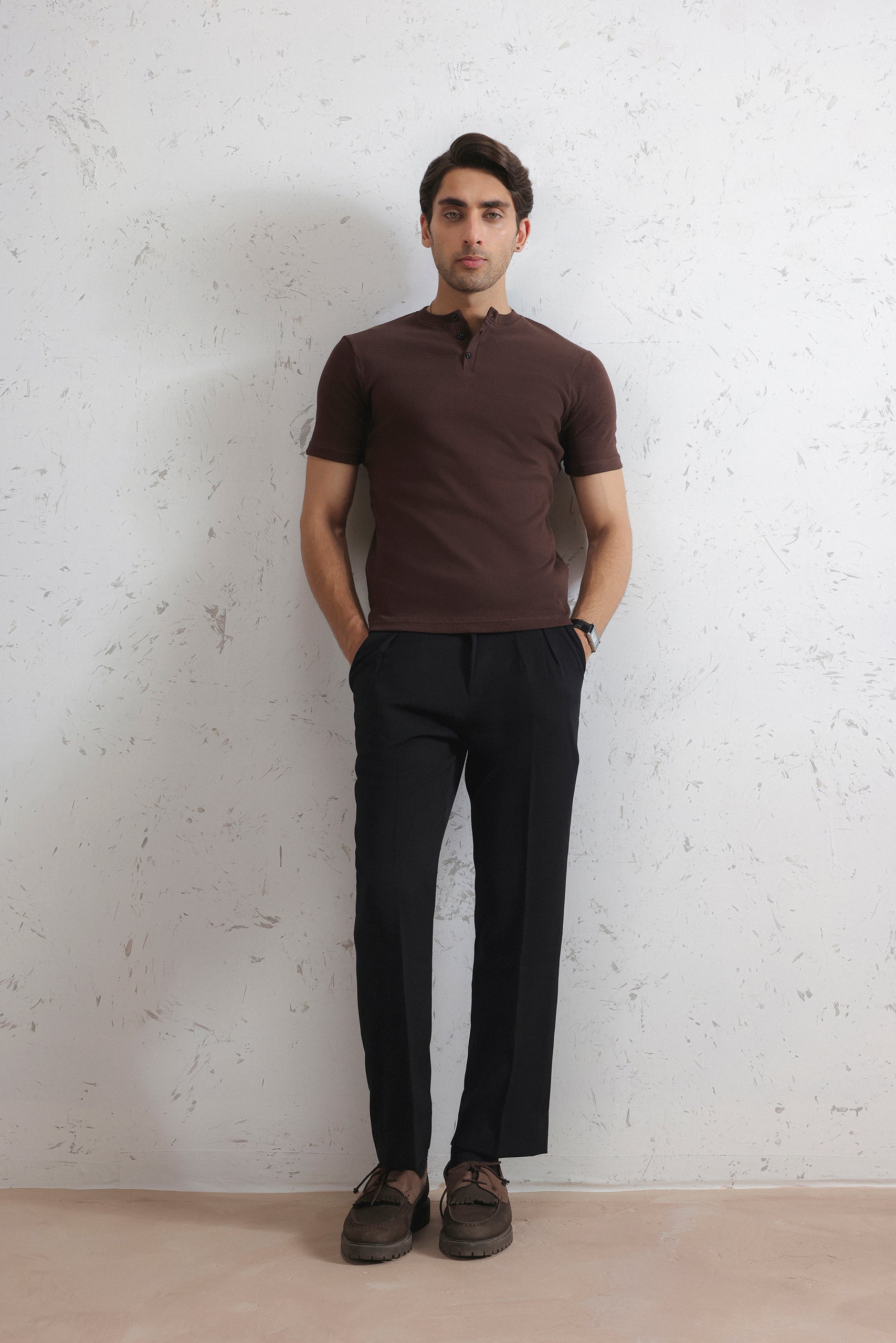 Ribbed Henley Shirt