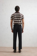 Espresso Striped Knit Polo Shirt