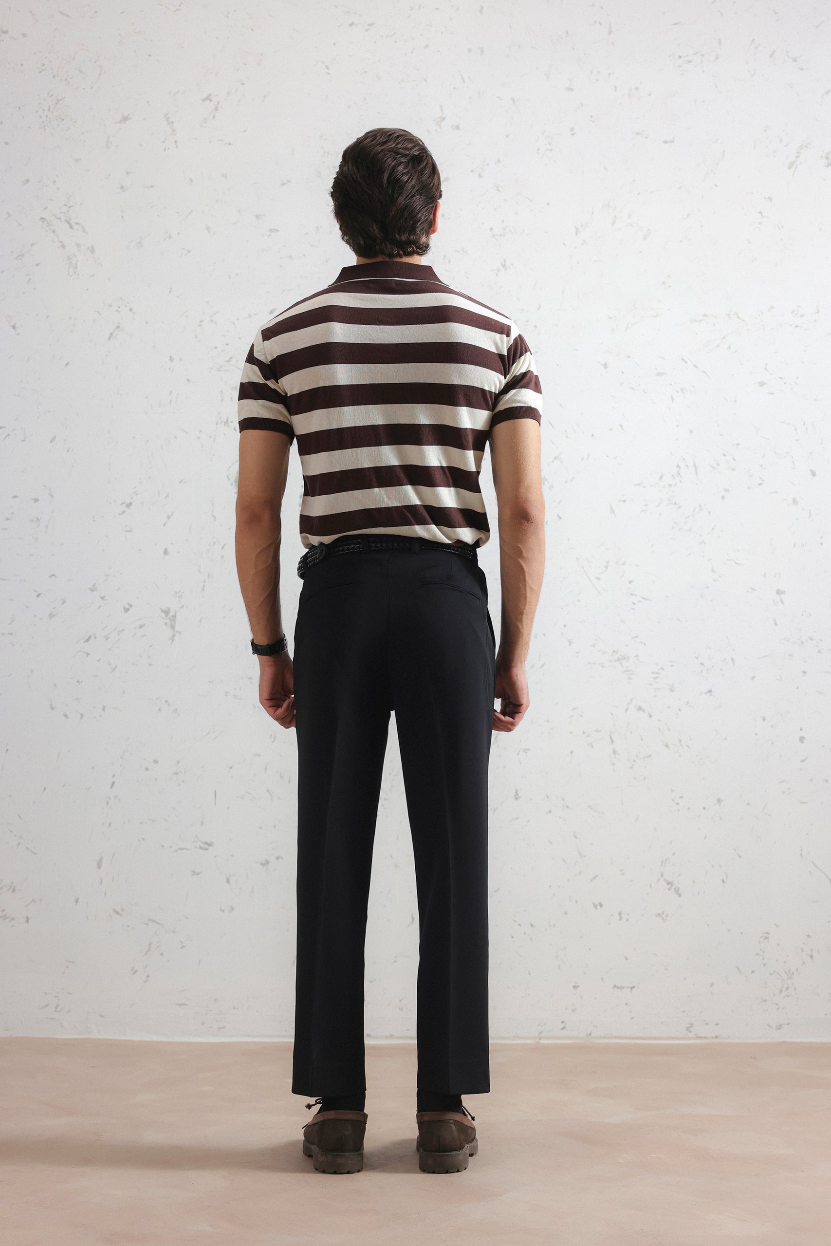 Espresso Striped Knit Polo Shirt