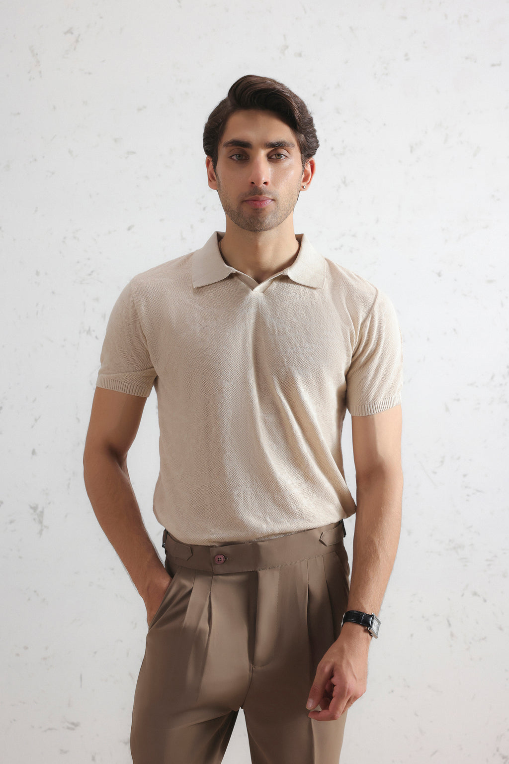 Jacquard Knit Polo Shirt