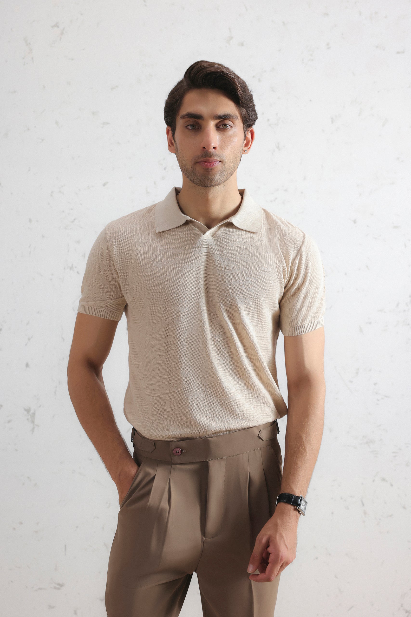 Jacquard Knit Polo Shirt